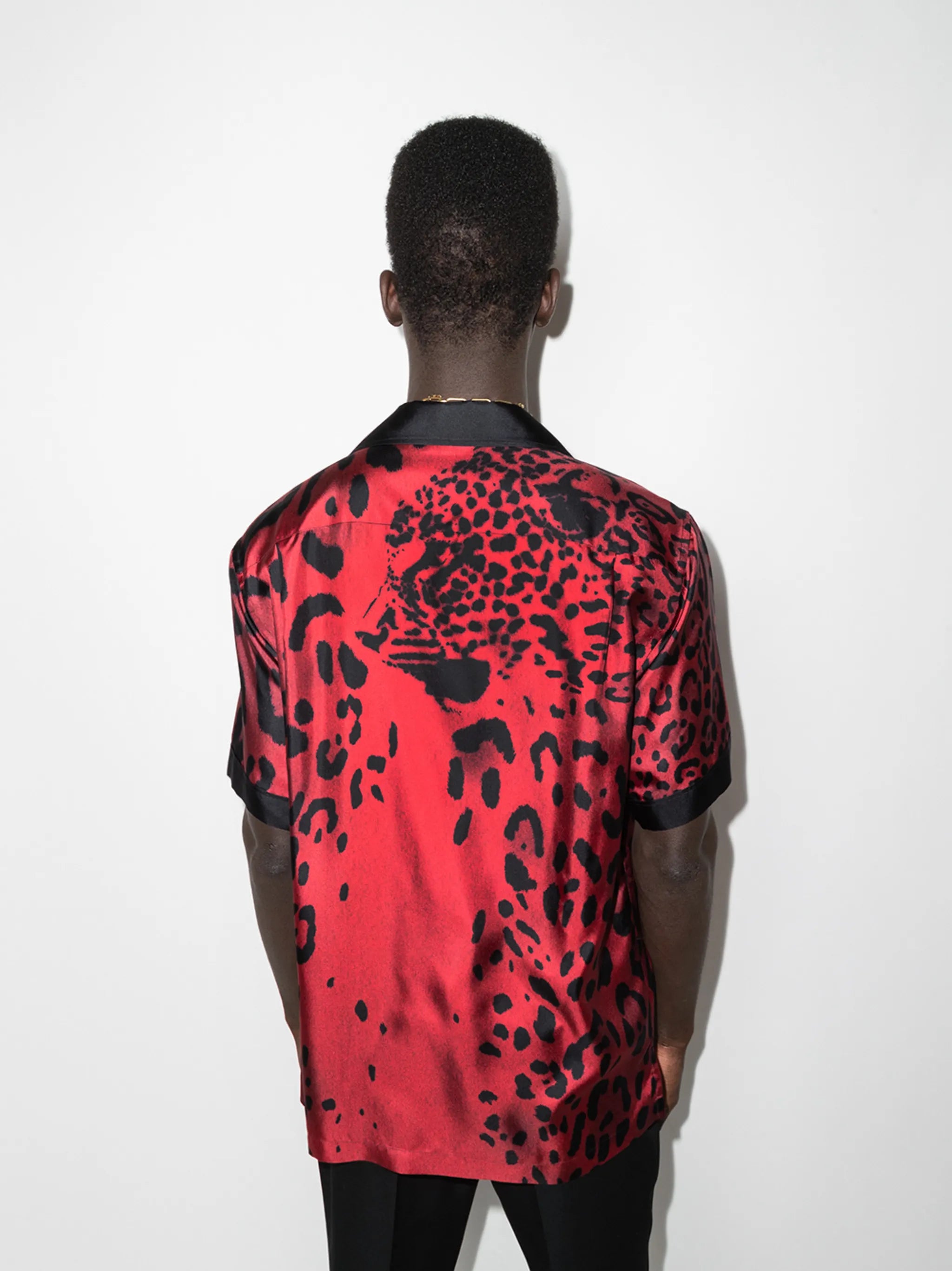 leopard-print silk shirt