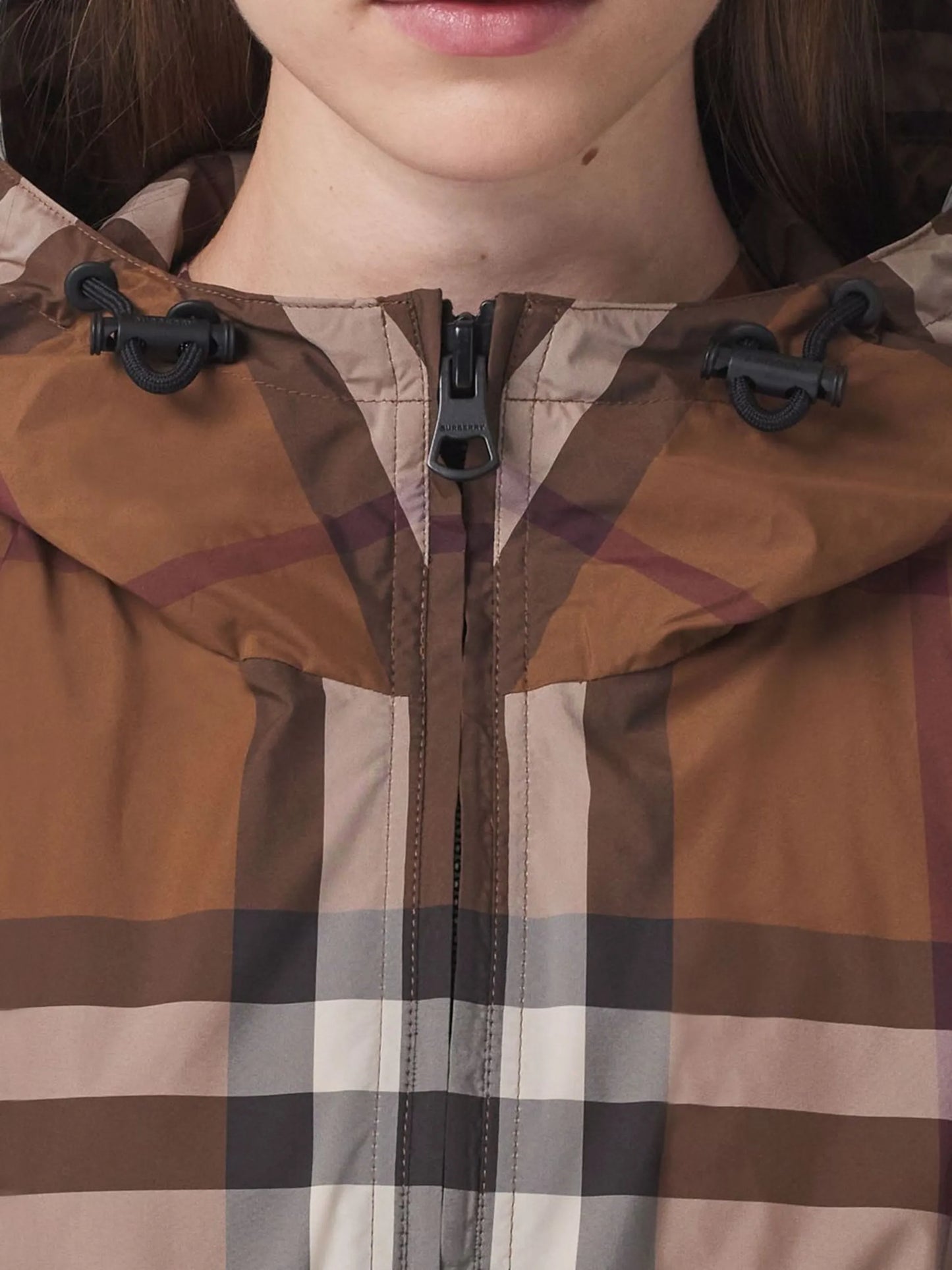 checked hooded jacket