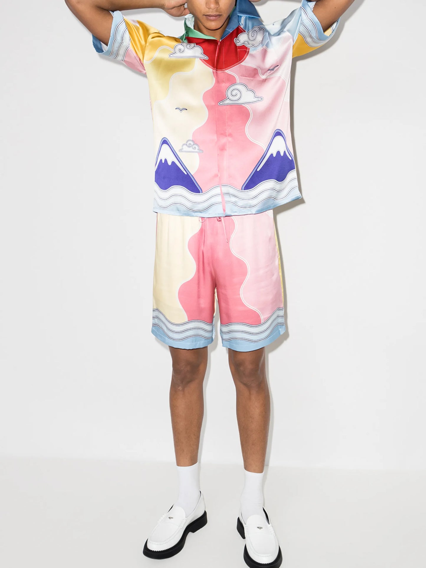 Soleil Levant silk shorts