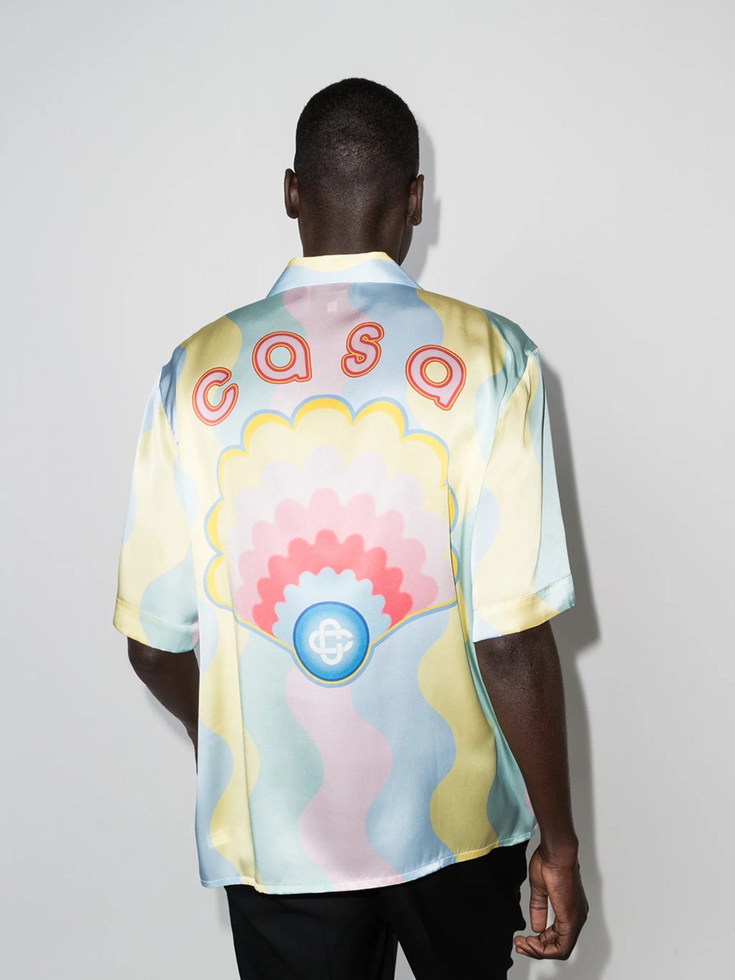 wave-print short-sleeved shirt