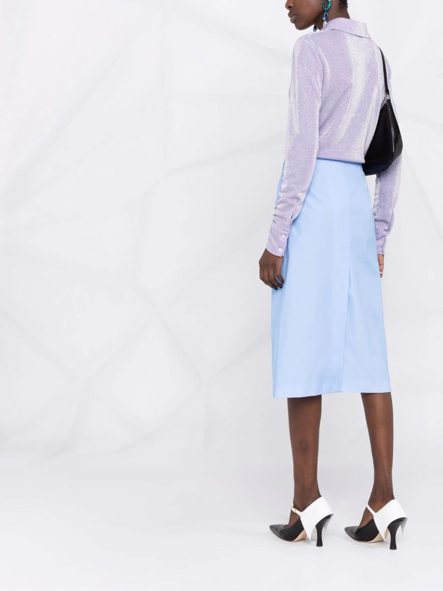 flower-print A-line midi skirt