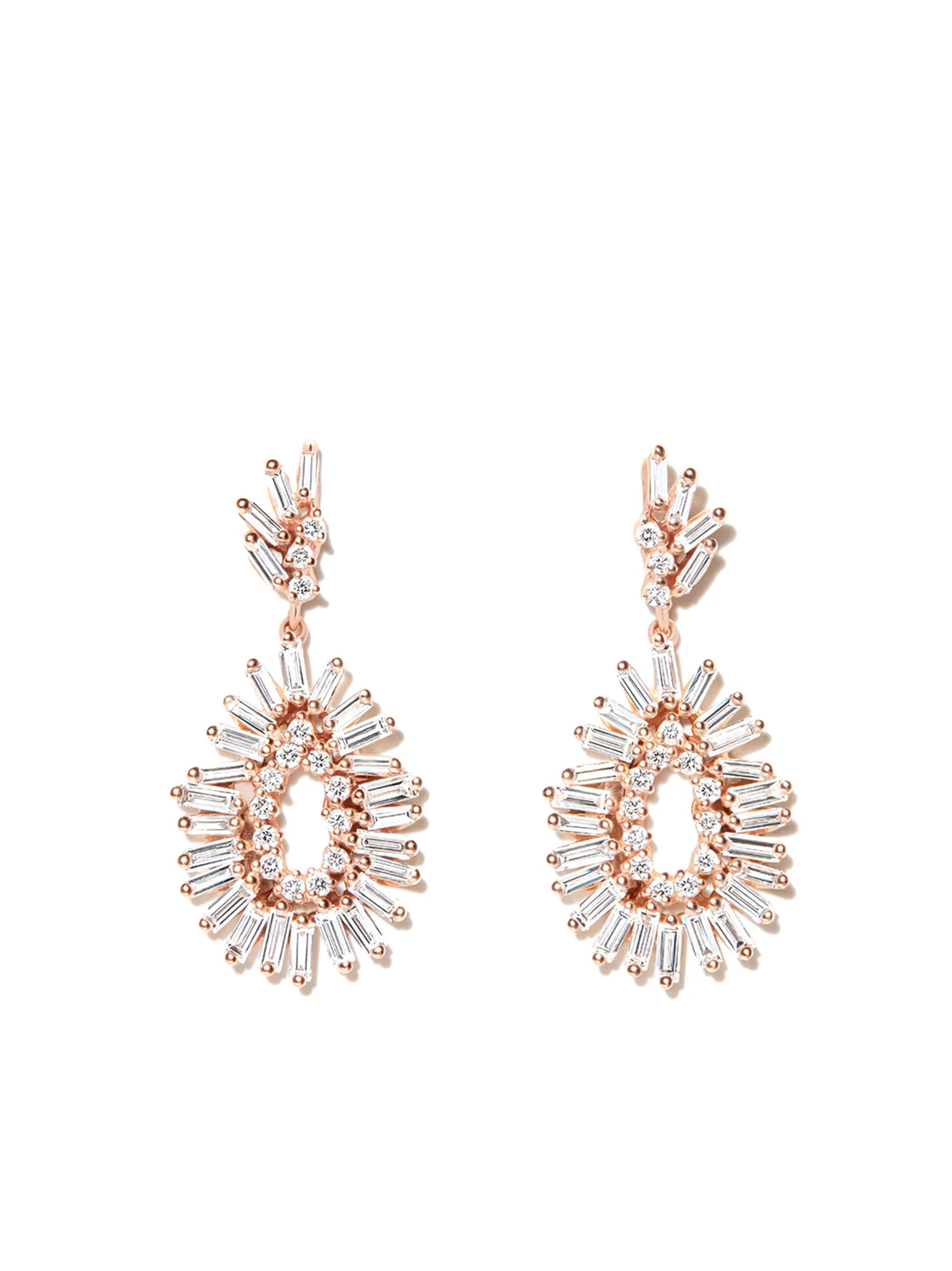 18kt rose gold diamond drop earrings