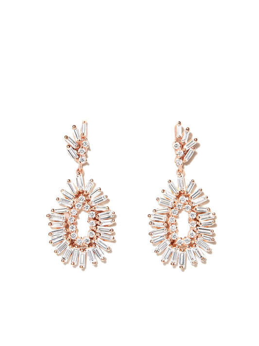 18kt rose gold diamond drop earrings