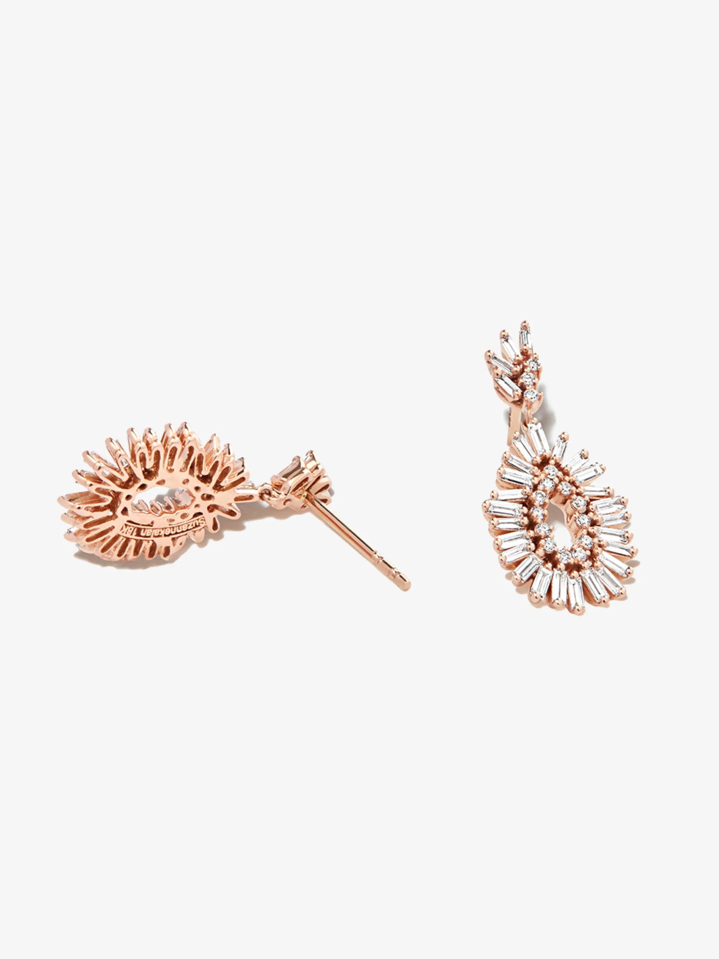 18kt rose gold diamond drop earrings