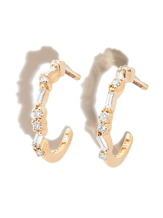 18kt yellow gold diamond hoop earrings