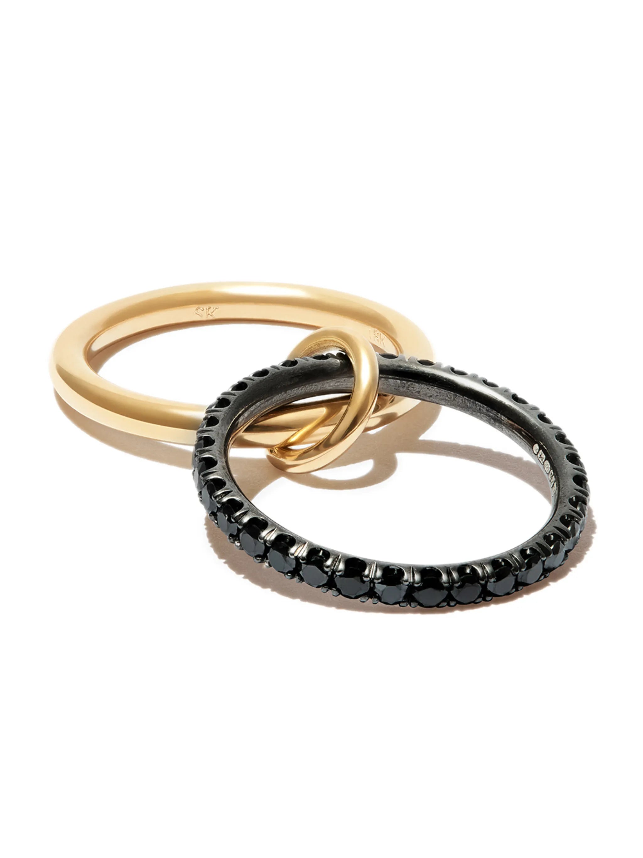 18kt yellow gold and rhodium-plated diamond ring