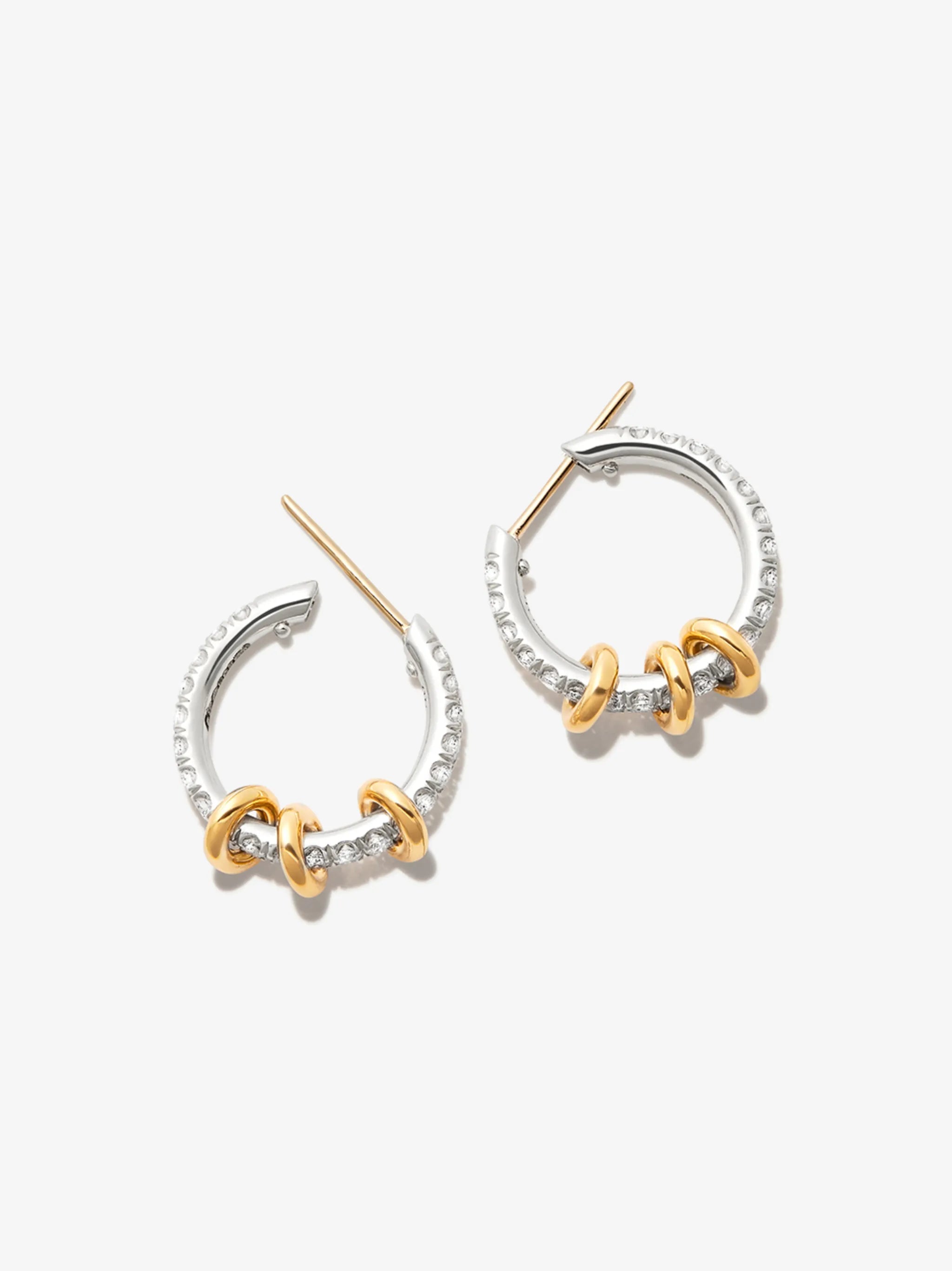18kt white and yellow gold hoop earrings