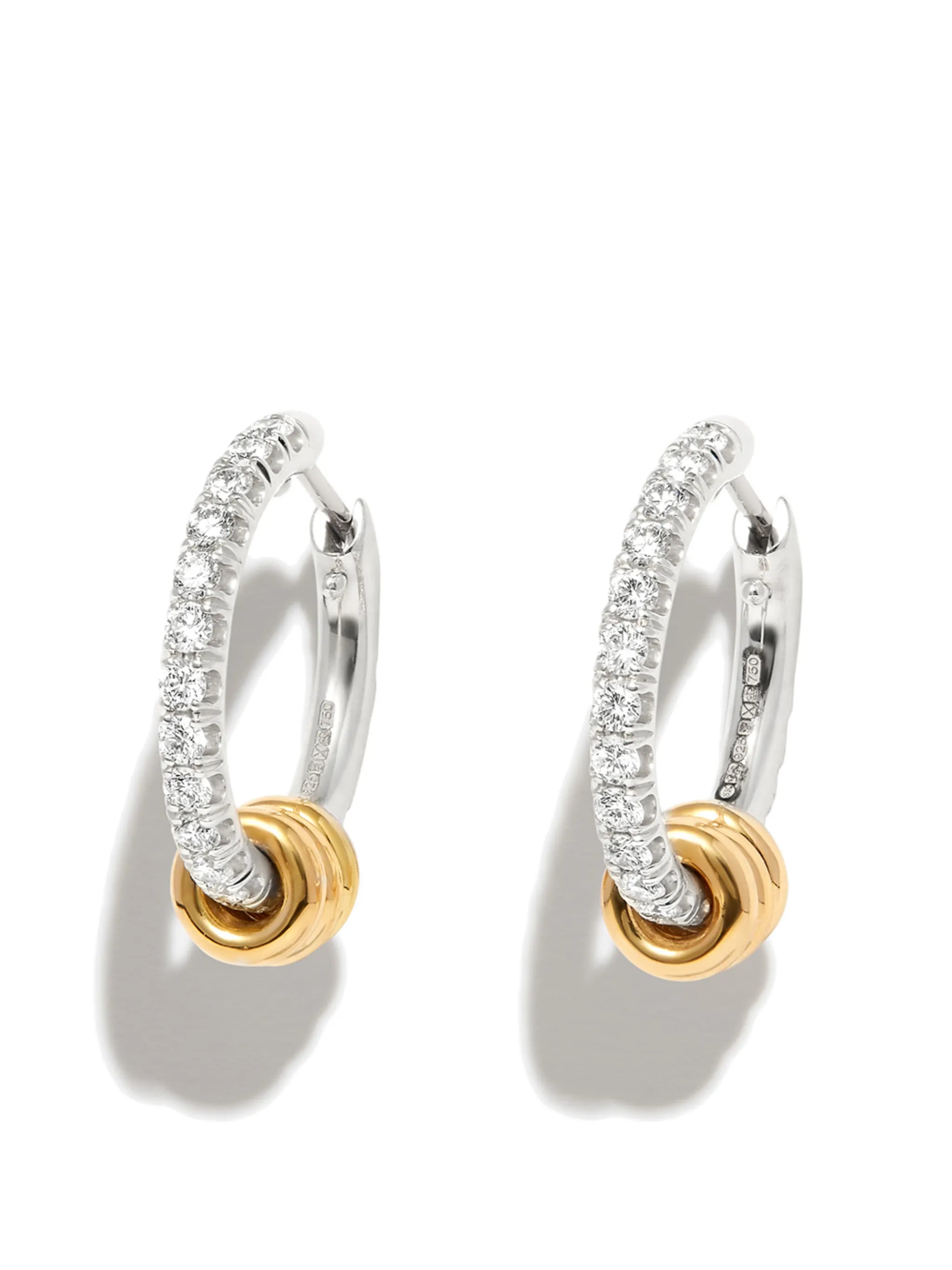 18kt white and yellow gold hoop earrings