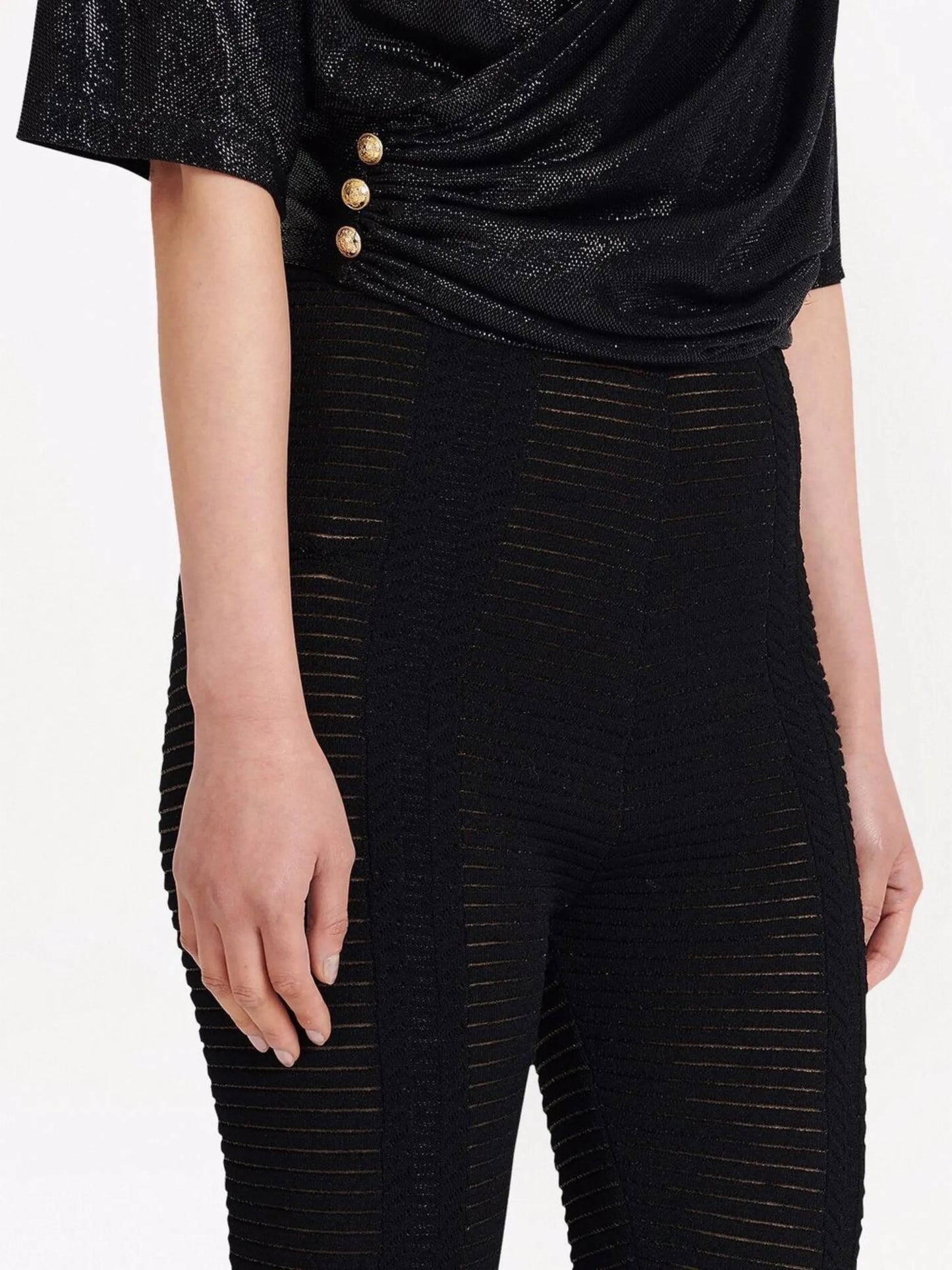 high-waisted sheer knitted leggings