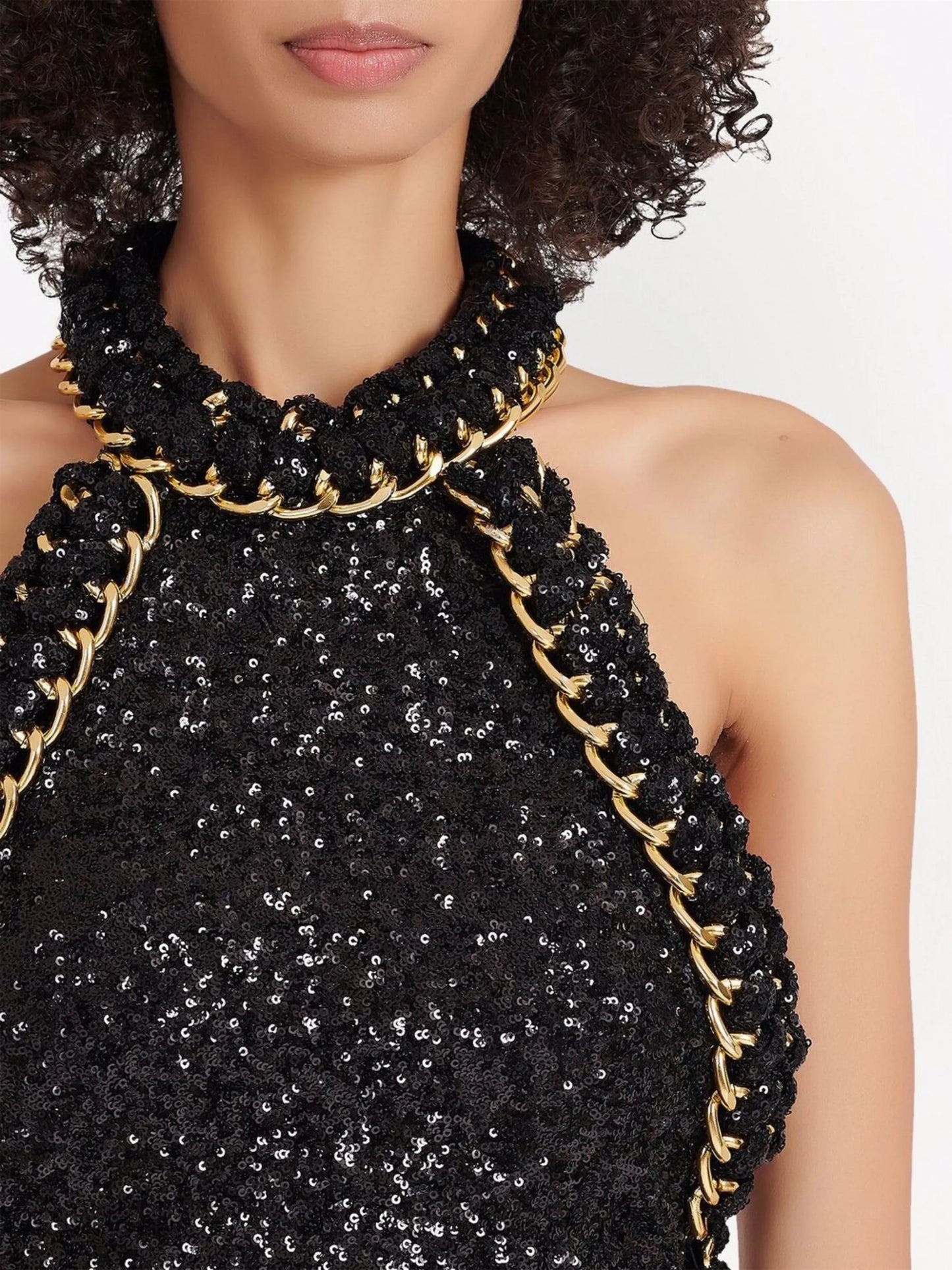 sequin-embellished halterneck dress