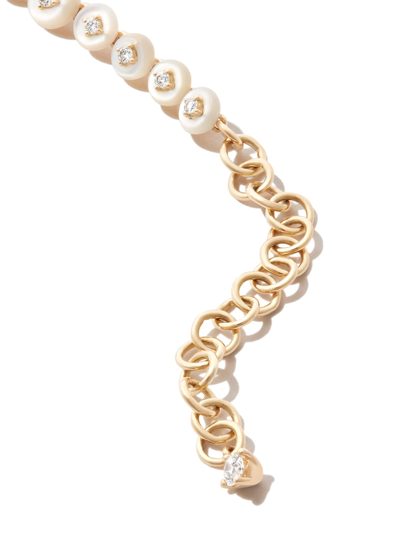 18kt yellow gold Surrounding mother-of-pearl and diamond bracelet