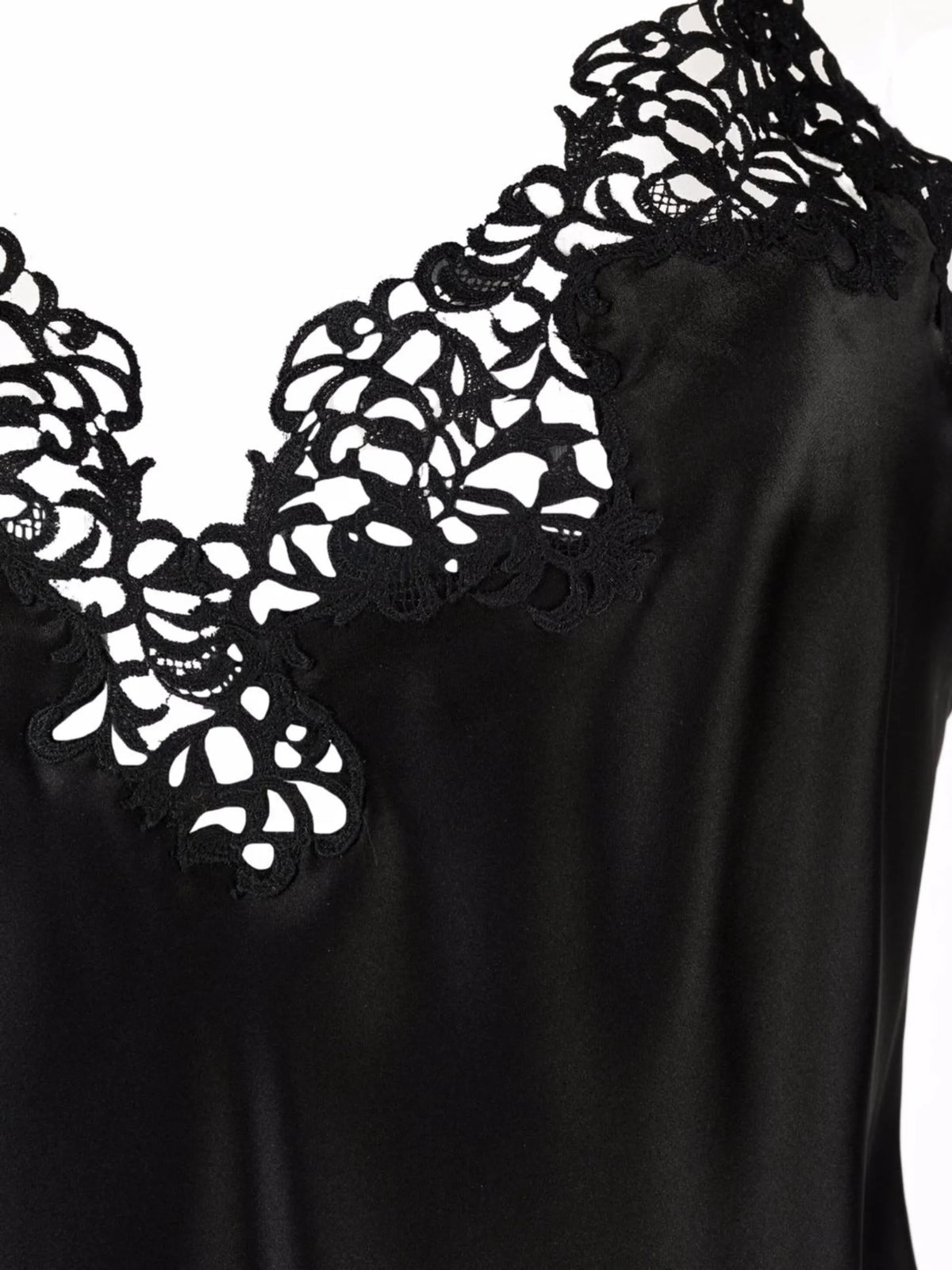 macramé-trim silk-blend top