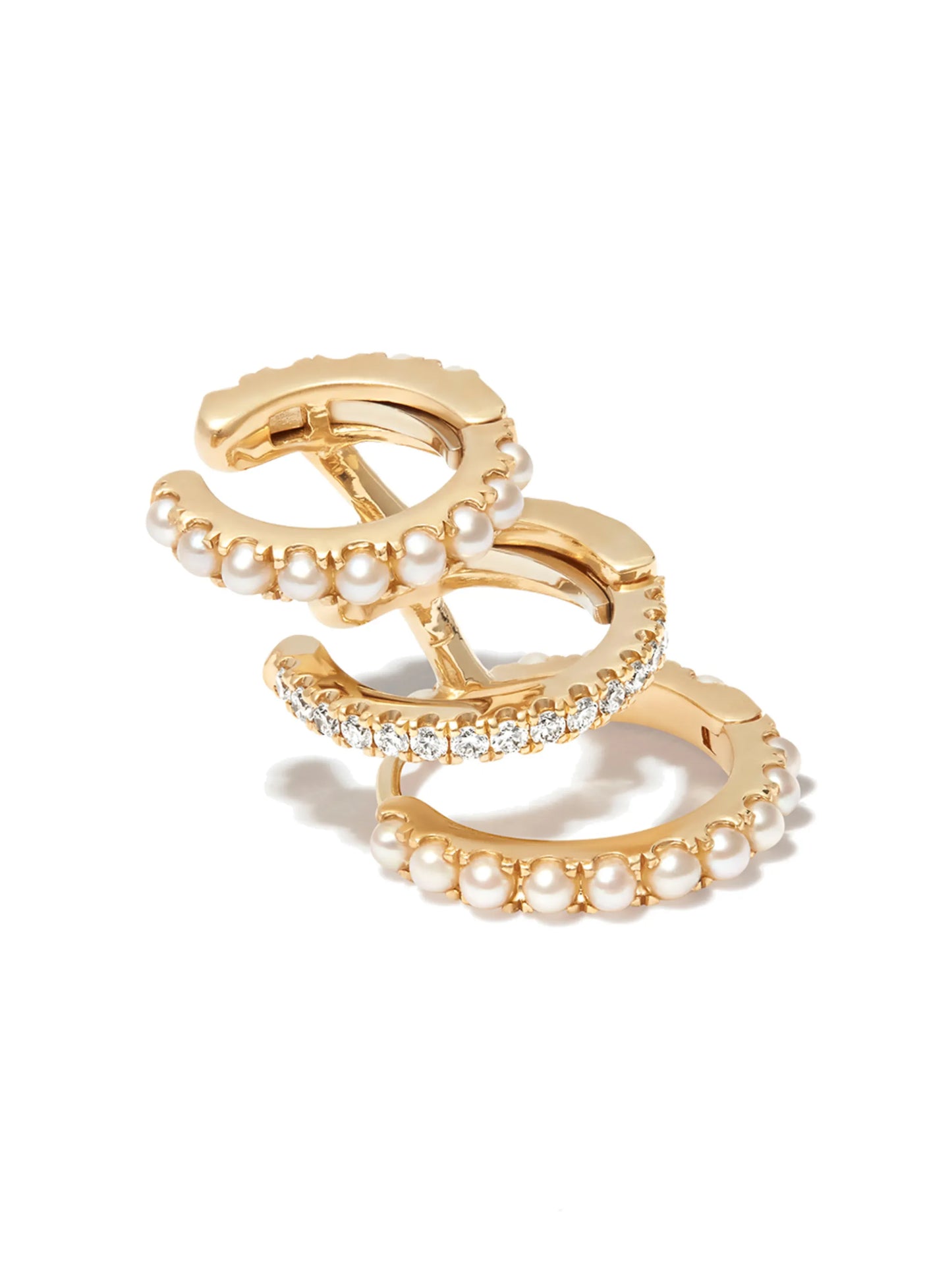 18kt yellow gold triple-hoop earring