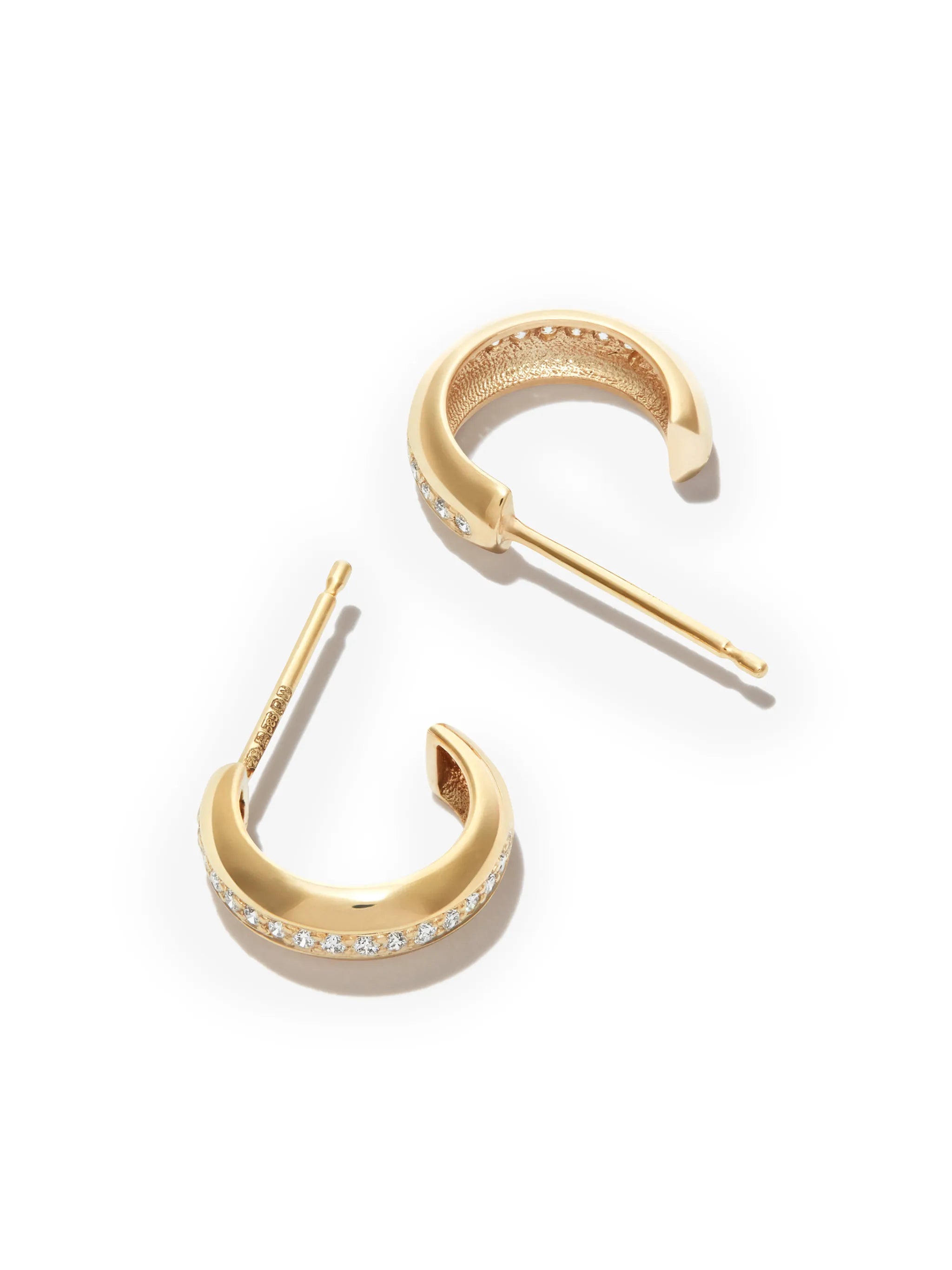 14kt yellow gold diamond hoop earrings