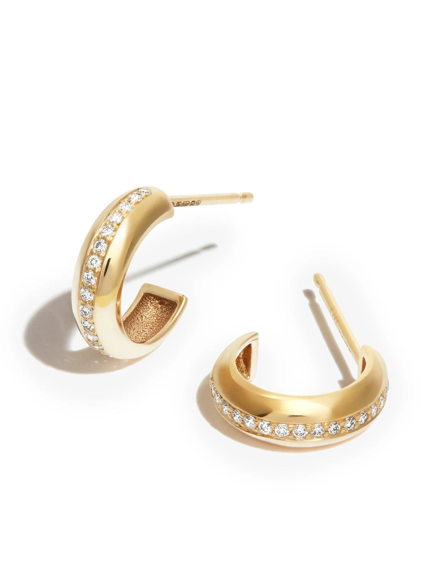 14kt yellow gold diamond hoop earrings