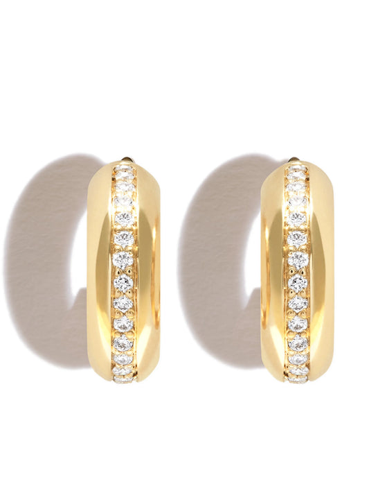 14kt yellow gold diamond hoop earrings