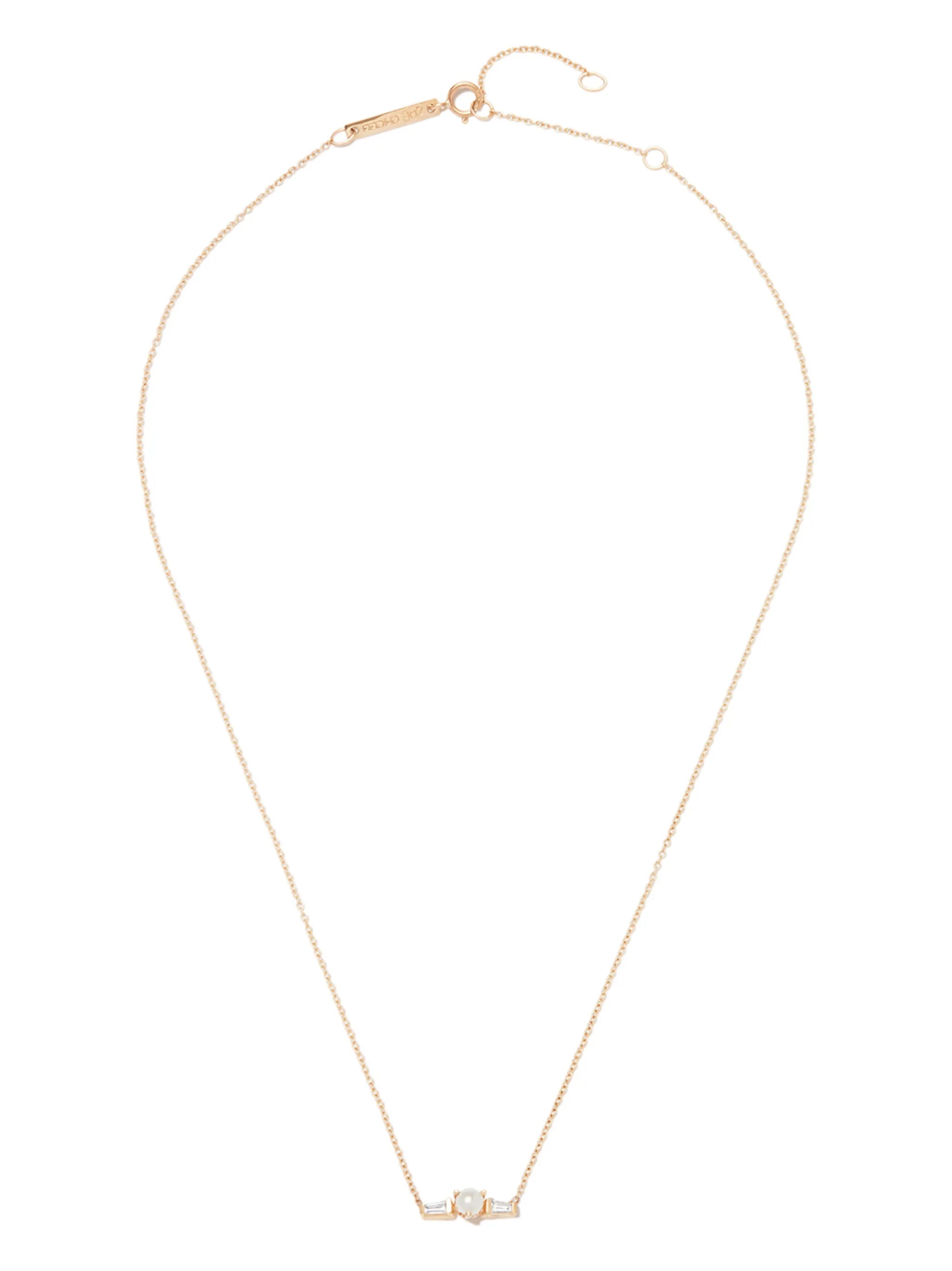 14kt yellow gold pearl and diamond necklace