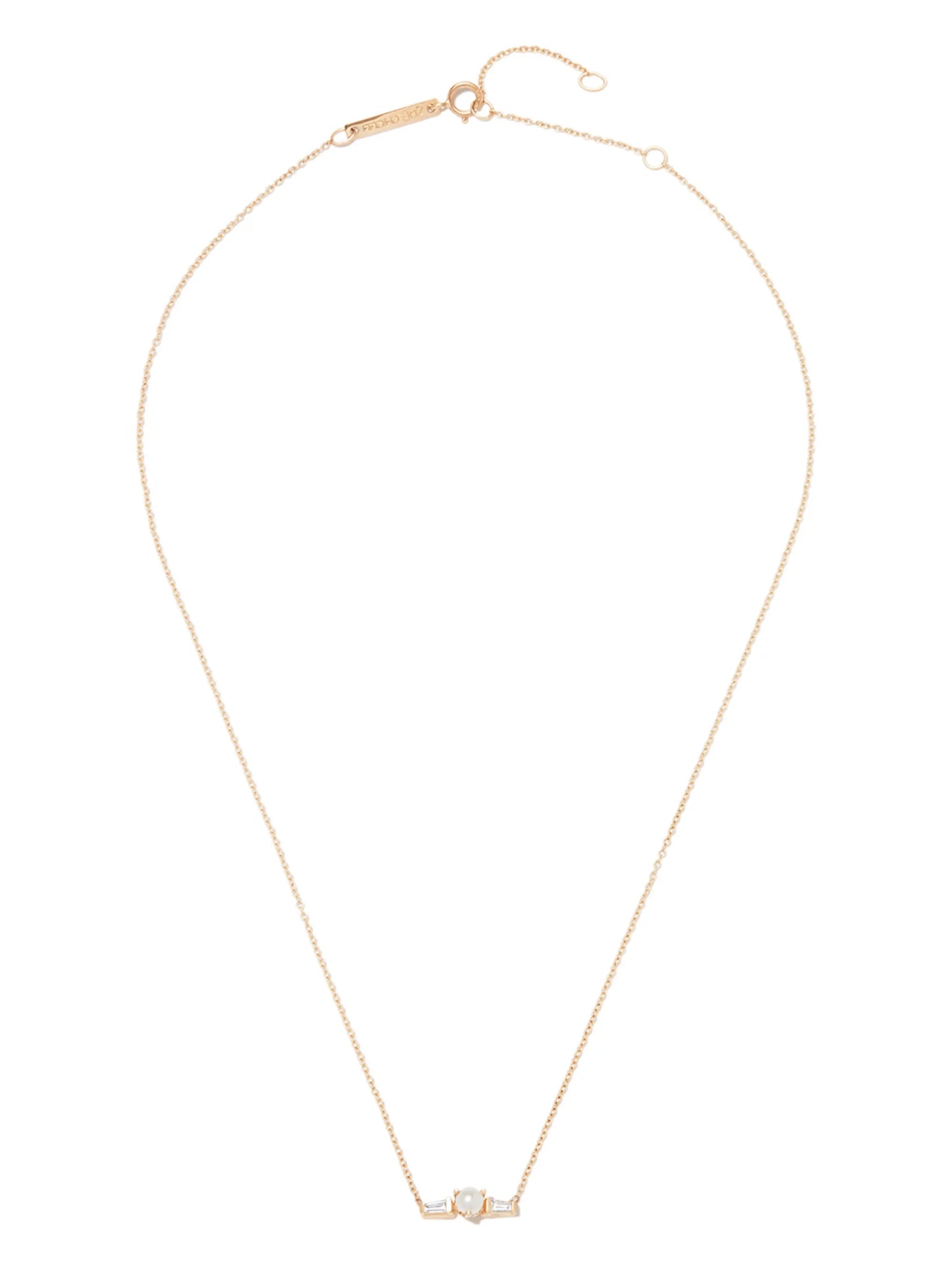 14kt yellow gold pearl and diamond necklace