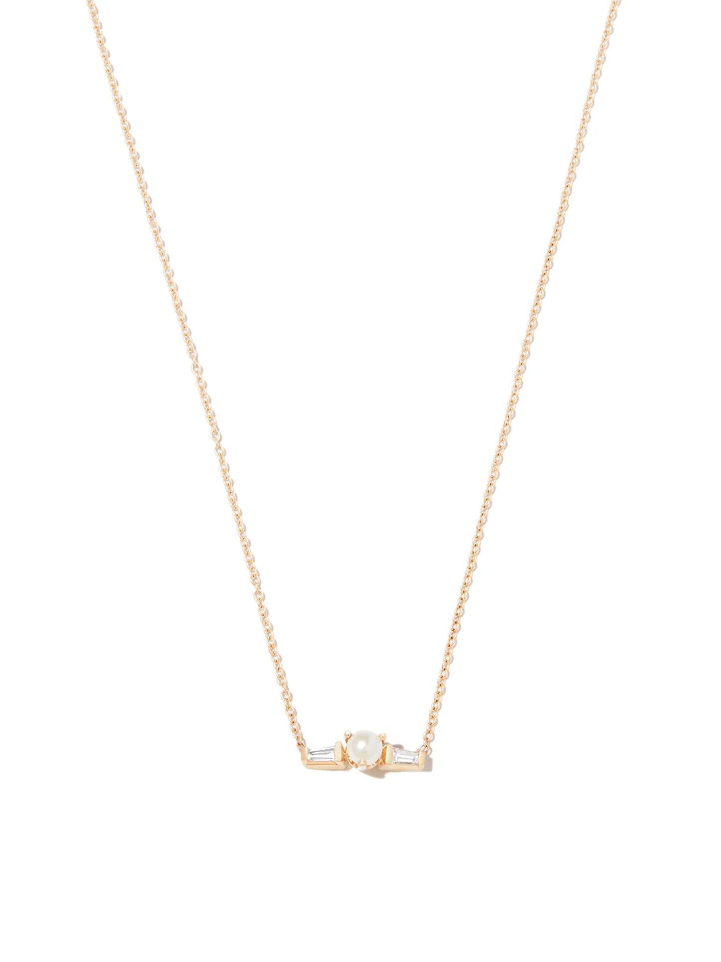 14kt yellow gold pearl and diamond necklace