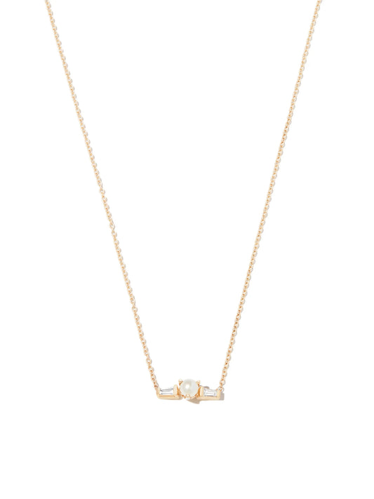 14kt yellow gold pearl and diamond necklace