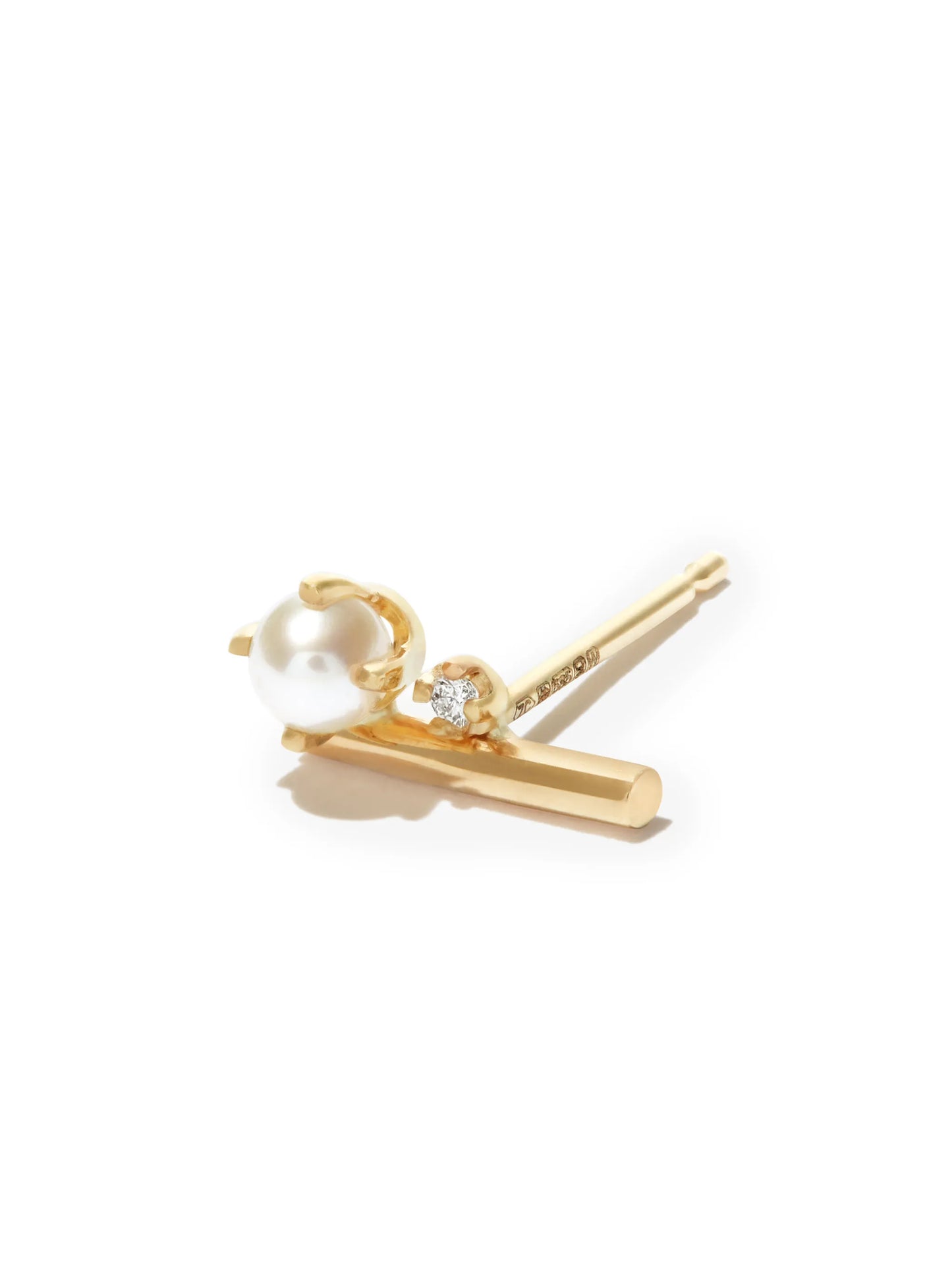 14kt yellow gold pearl and diamond stud earrings