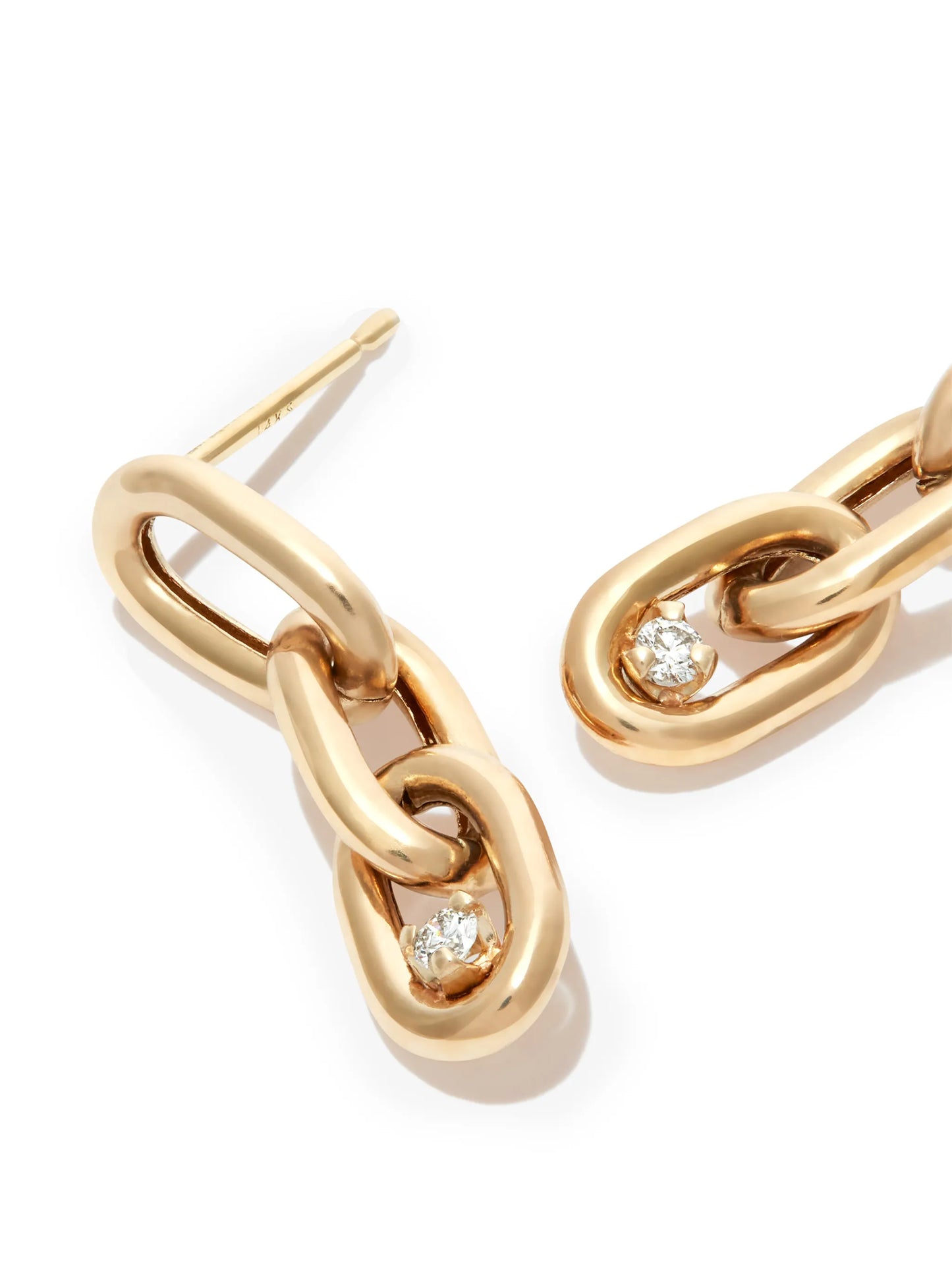 14kt yellow gold diamond chain-link earrings