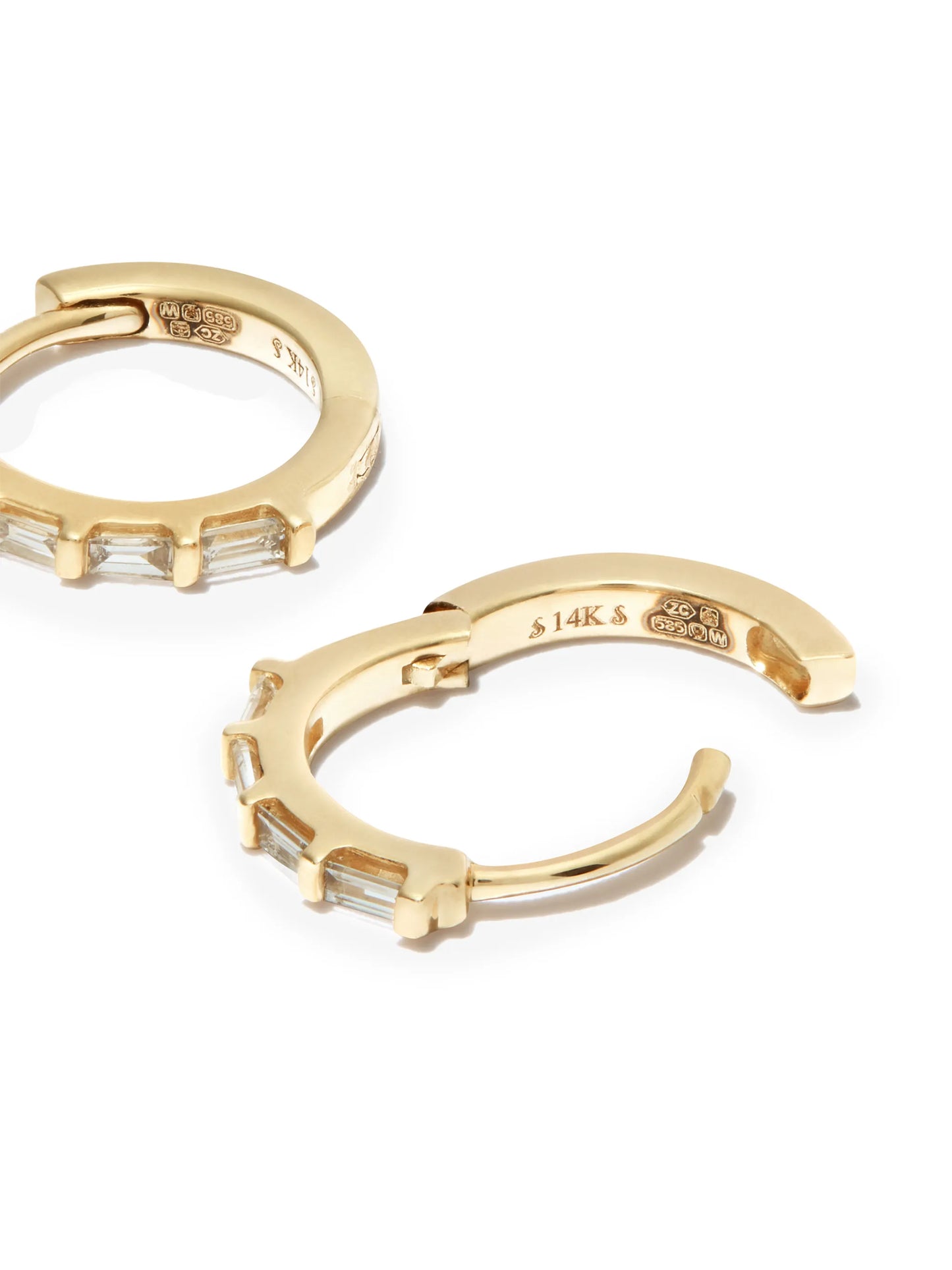 14kt yellow gold diamond huggie hoop earrings