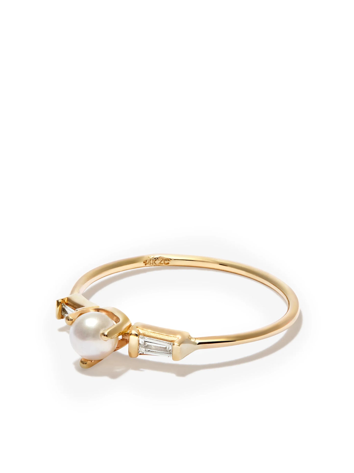 14kt yellow gold pearl and diamond ring