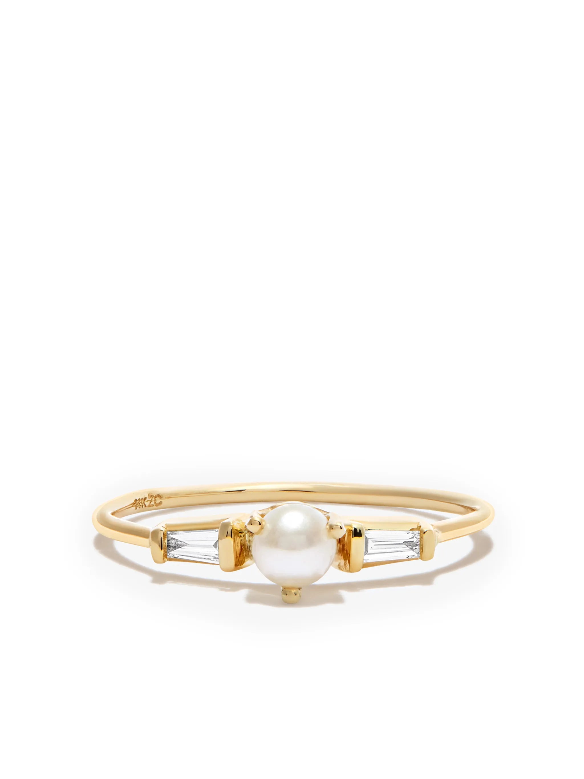 14kt yellow gold pearl and diamond ring