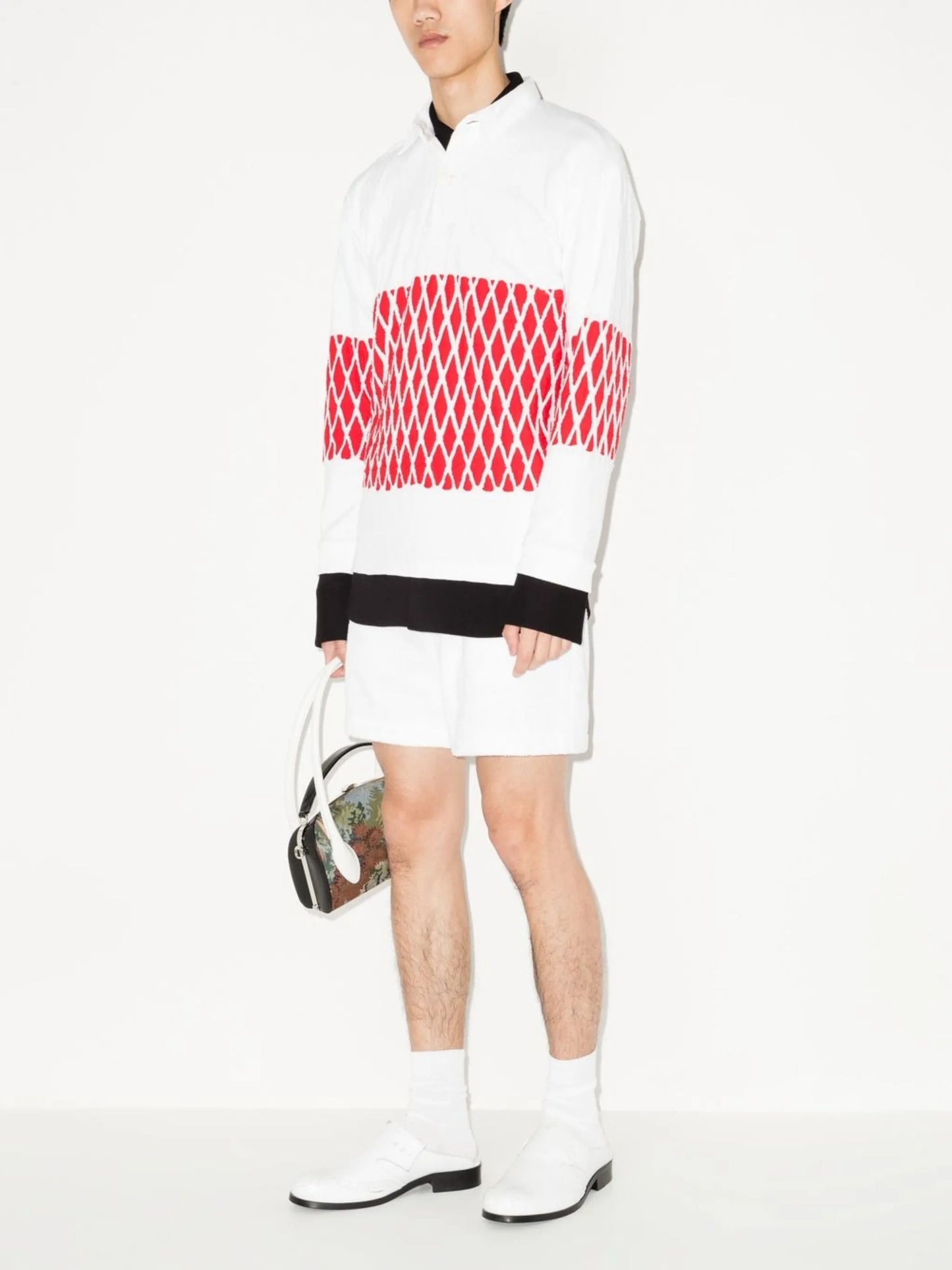 quilted cotton polo shirt