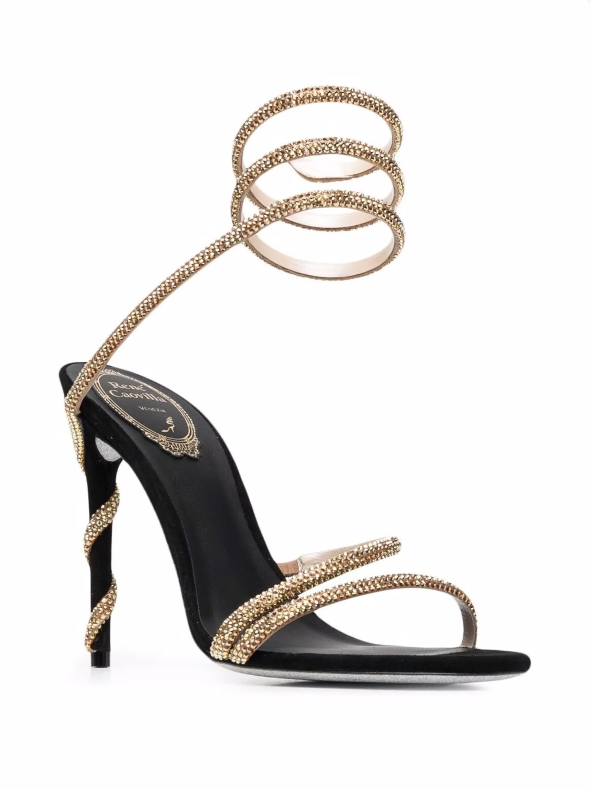 Margot 120mm jewelled snake sandals