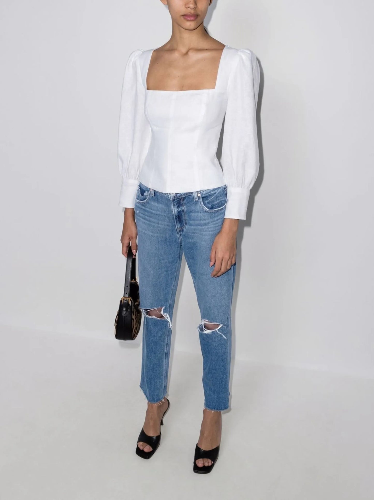 Noella distressed low-rise straight-leg jeans