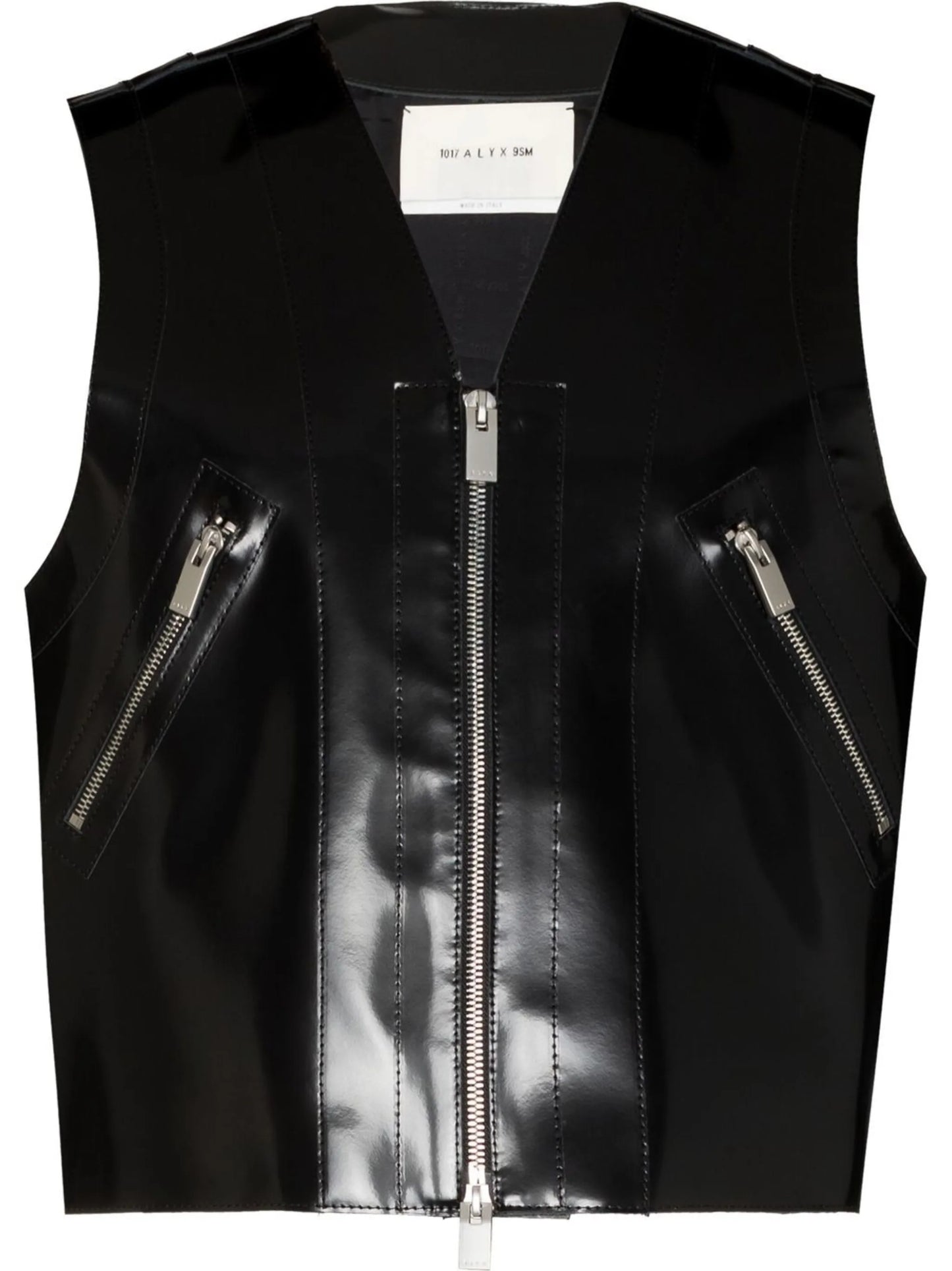 zip-up leather vest