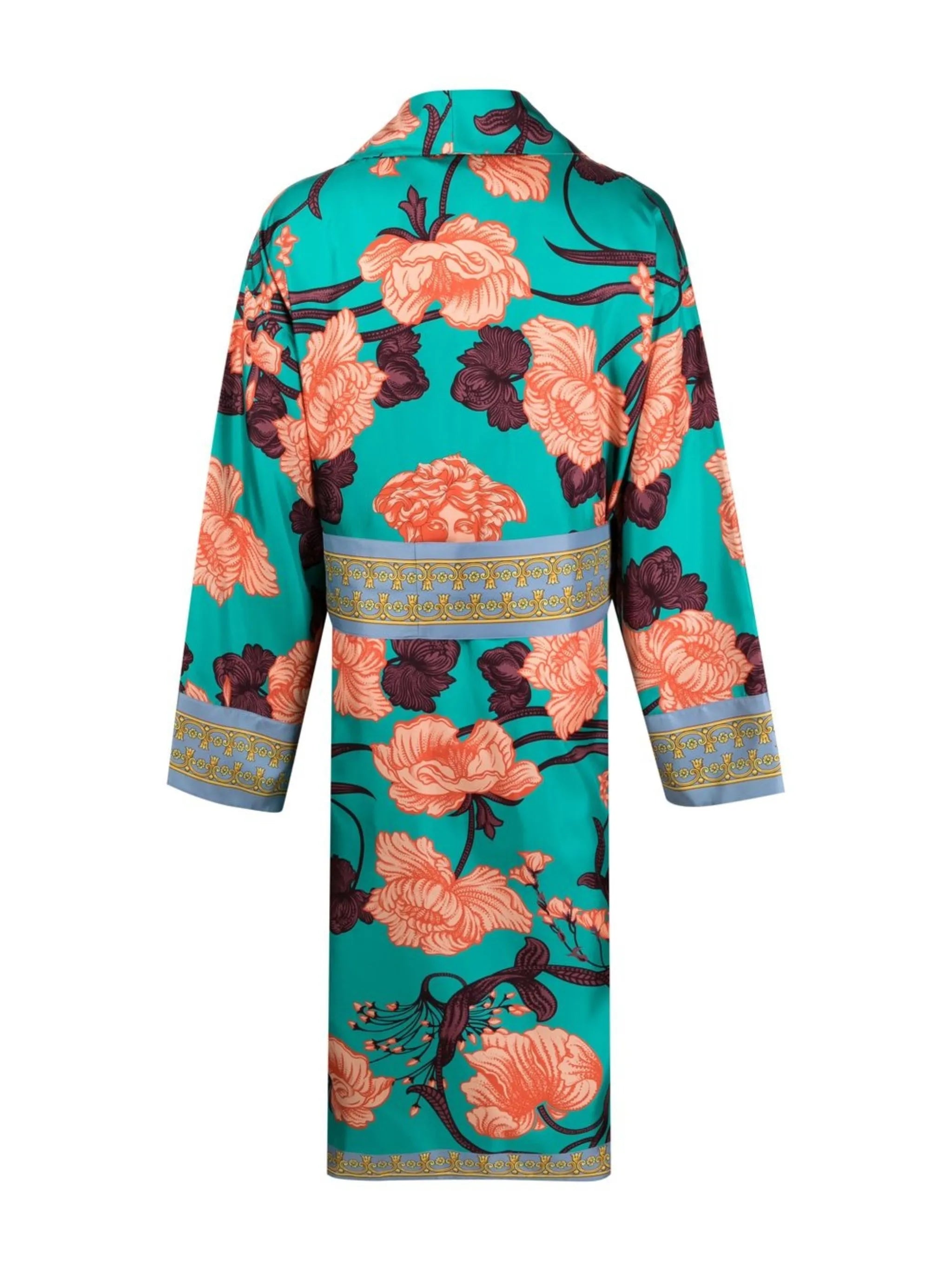 graphic-print silk robe