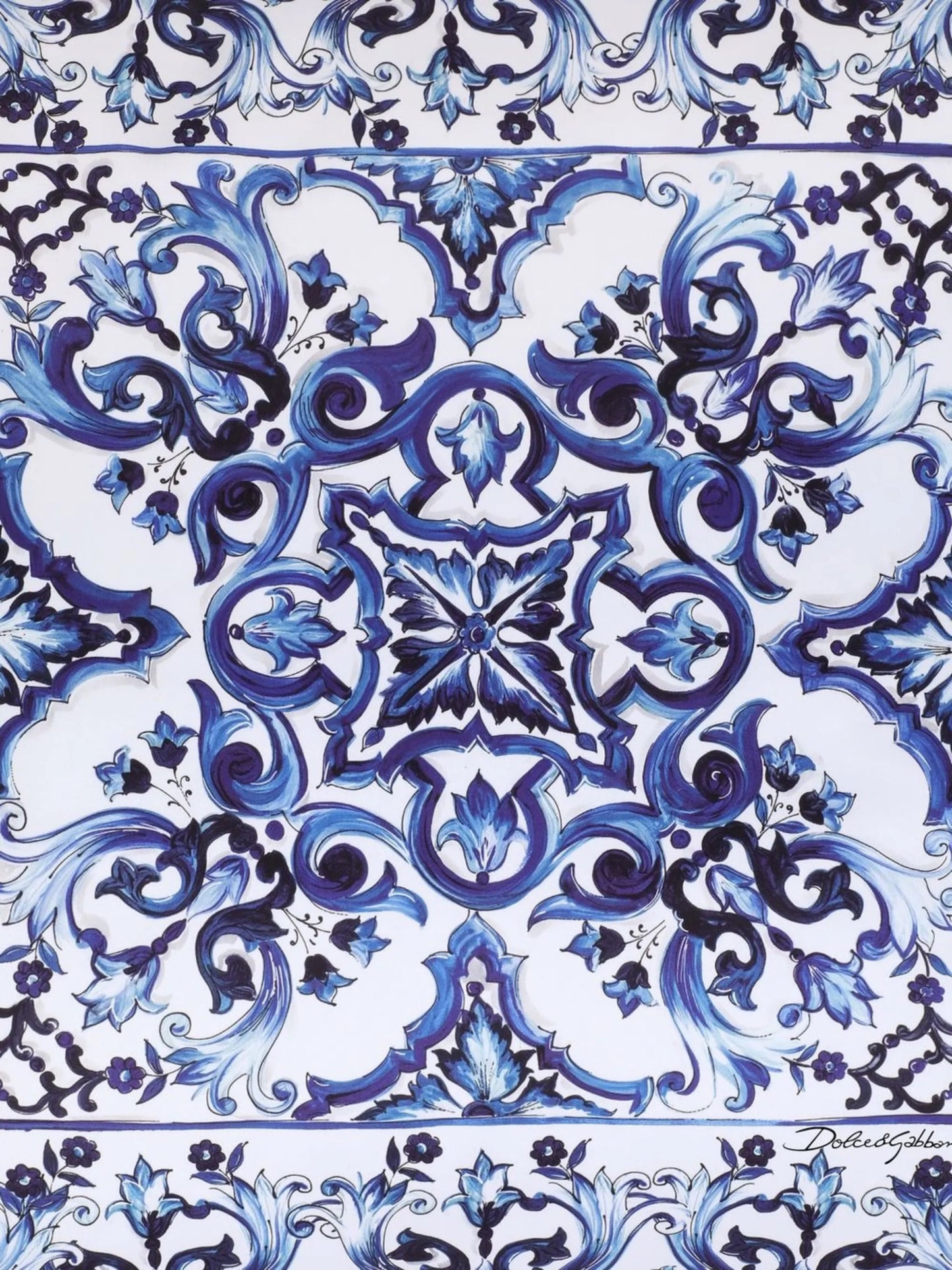 medium Blu Mediterraneo-print duchesse cotton cushion