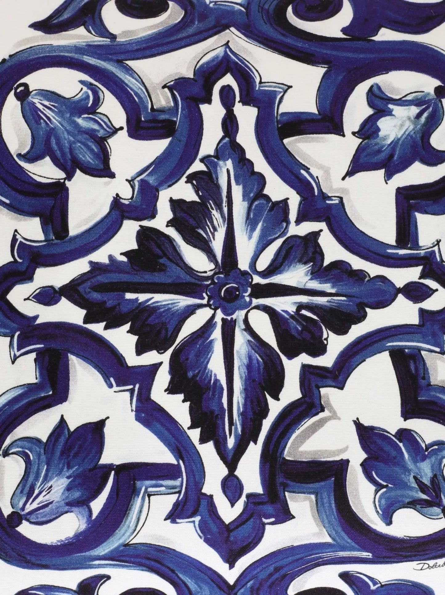 small Blu Mediterraneo-print canvas cushion