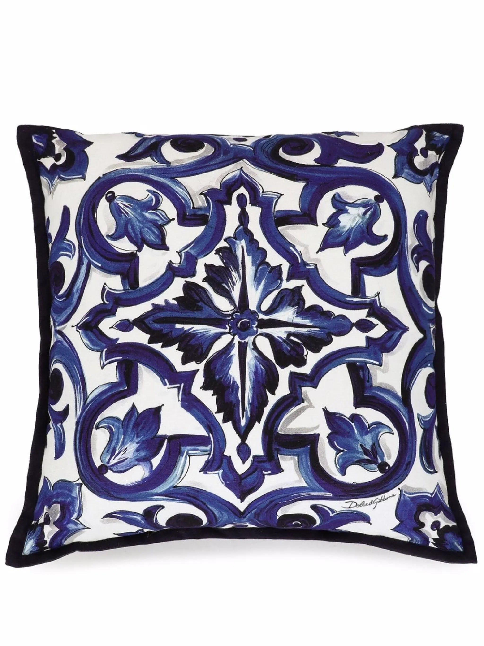 small Blu Mediterraneo-print canvas cushion