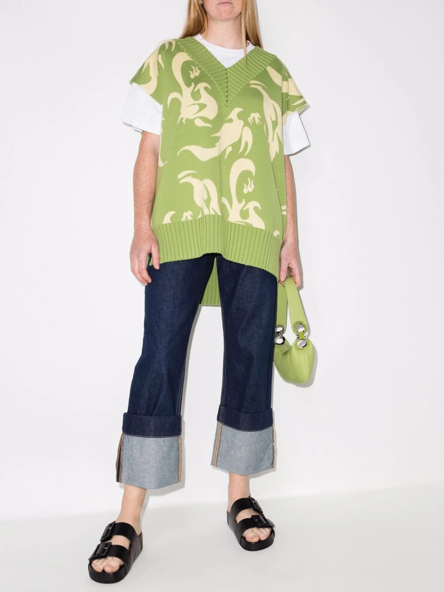turn-up hem cropped jeans