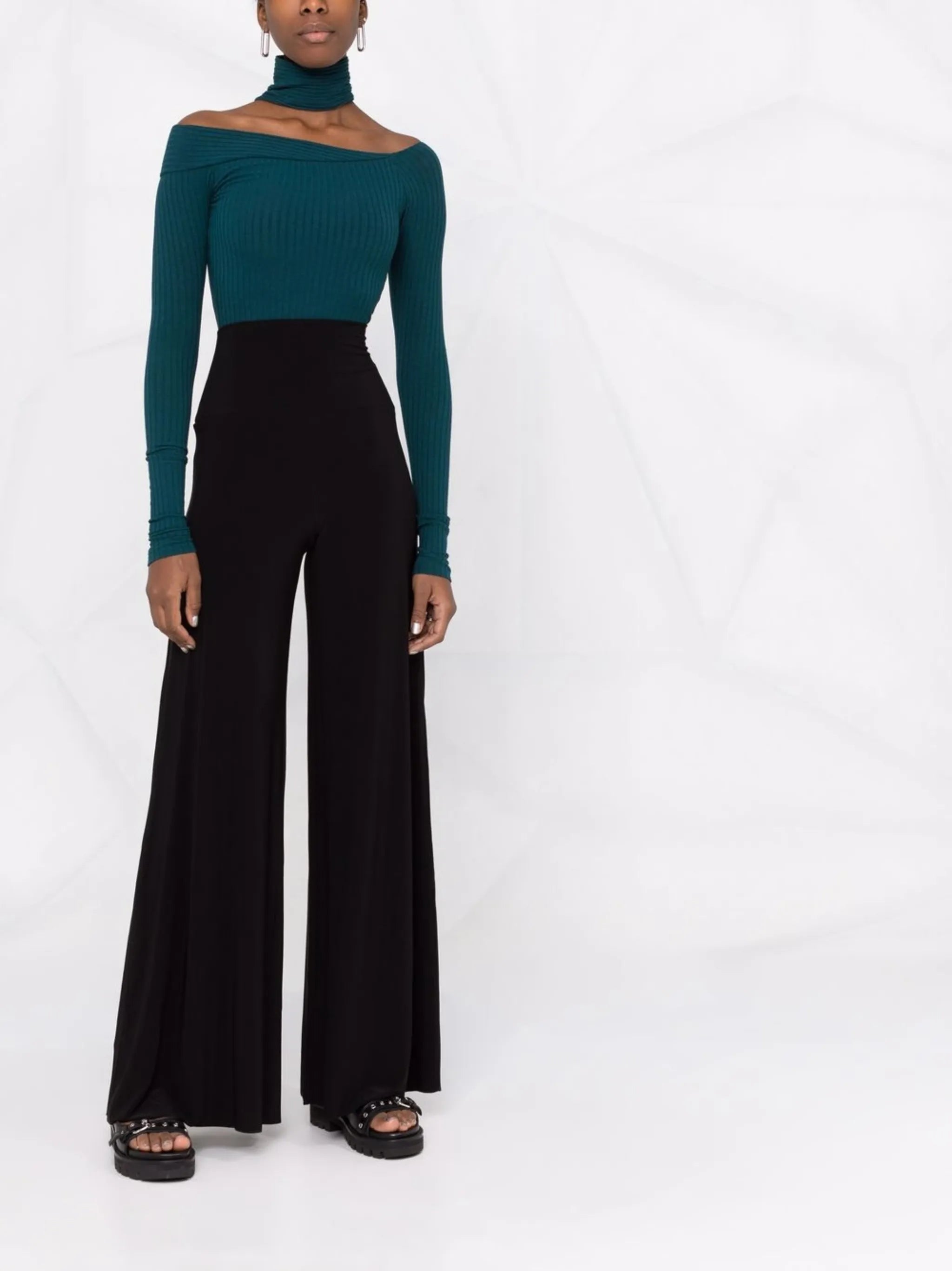 high-waisted wide-leg trousers