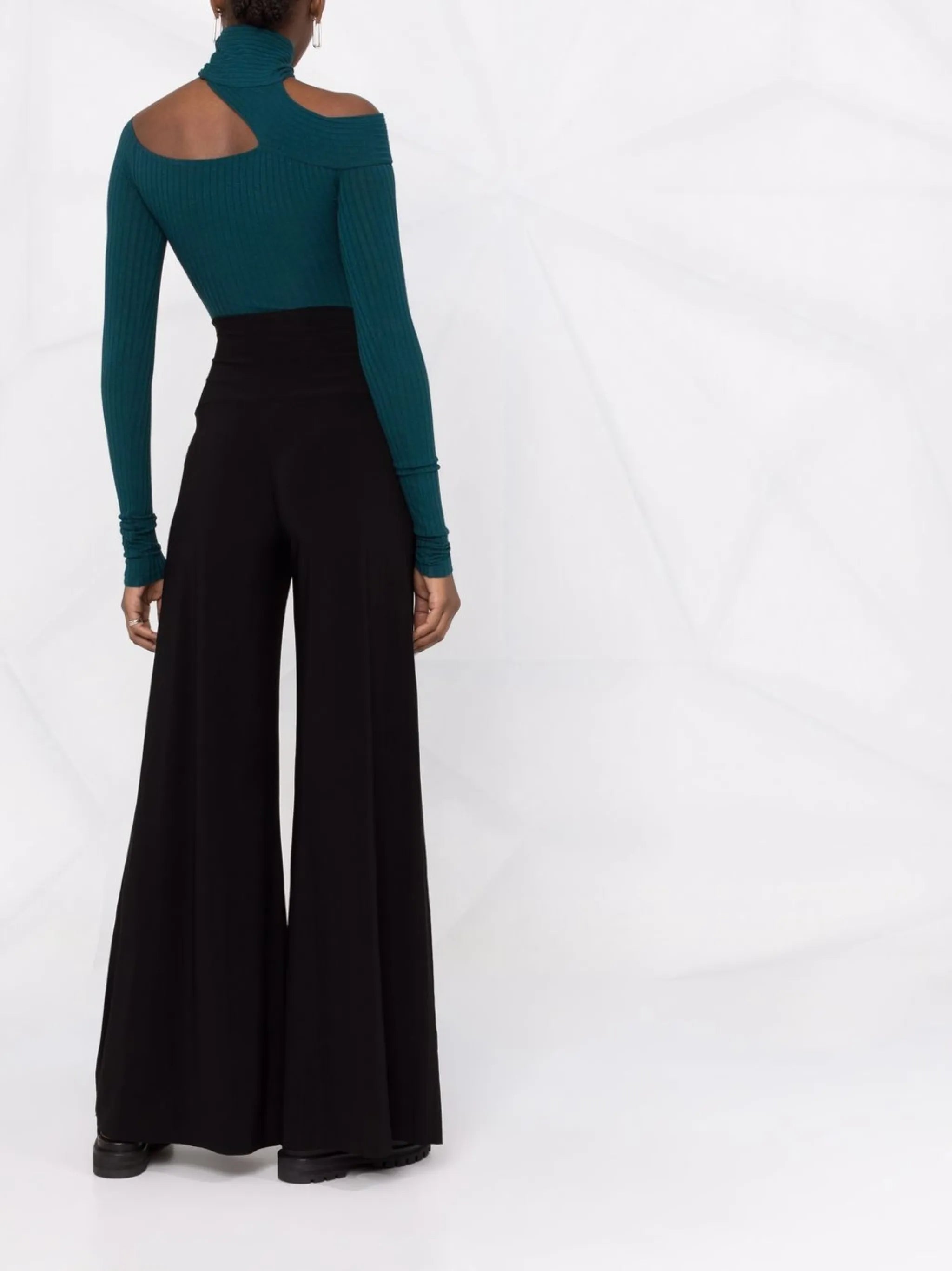 high-waisted wide-leg trousers