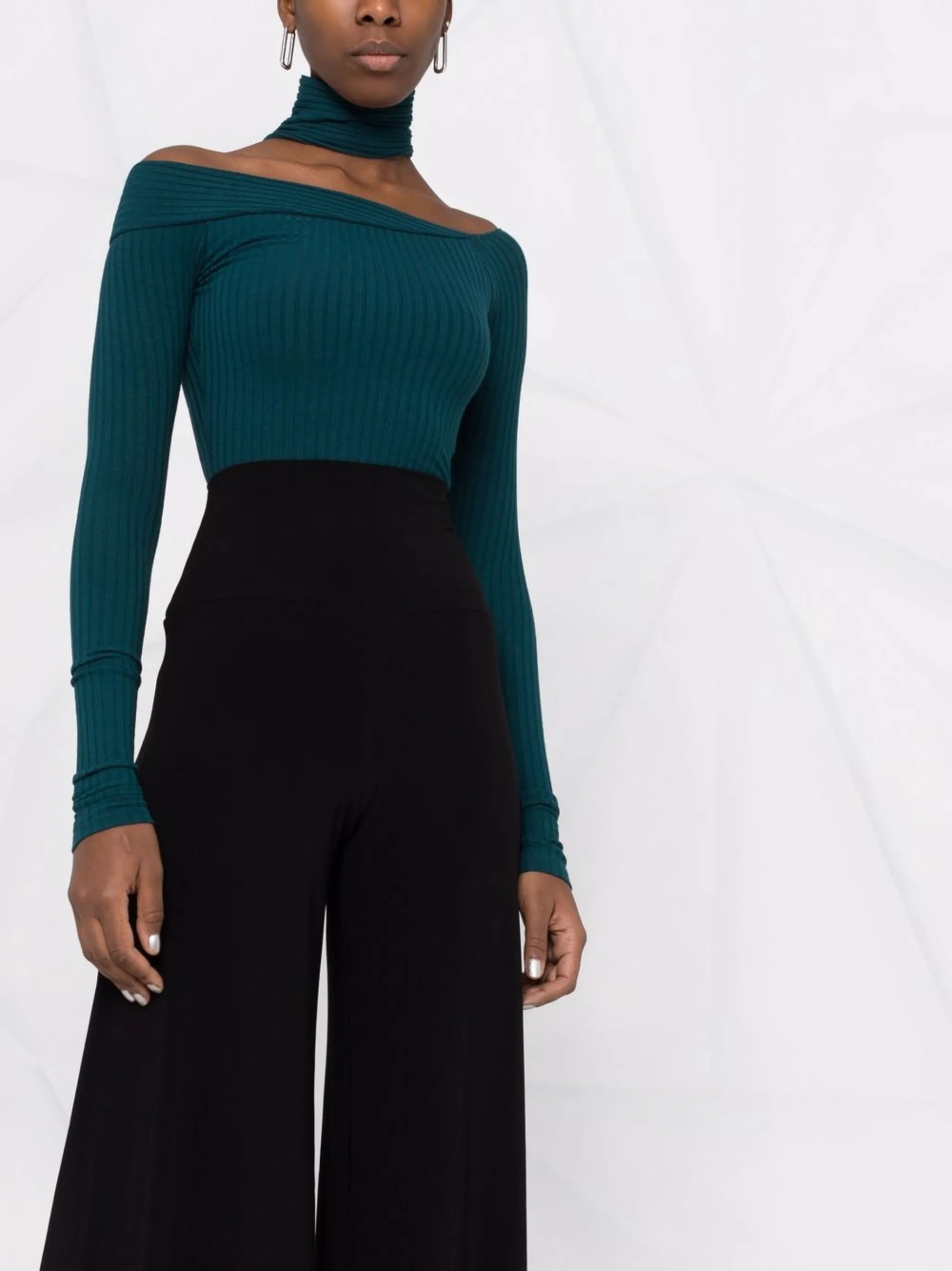 high-waisted wide-leg trousers
