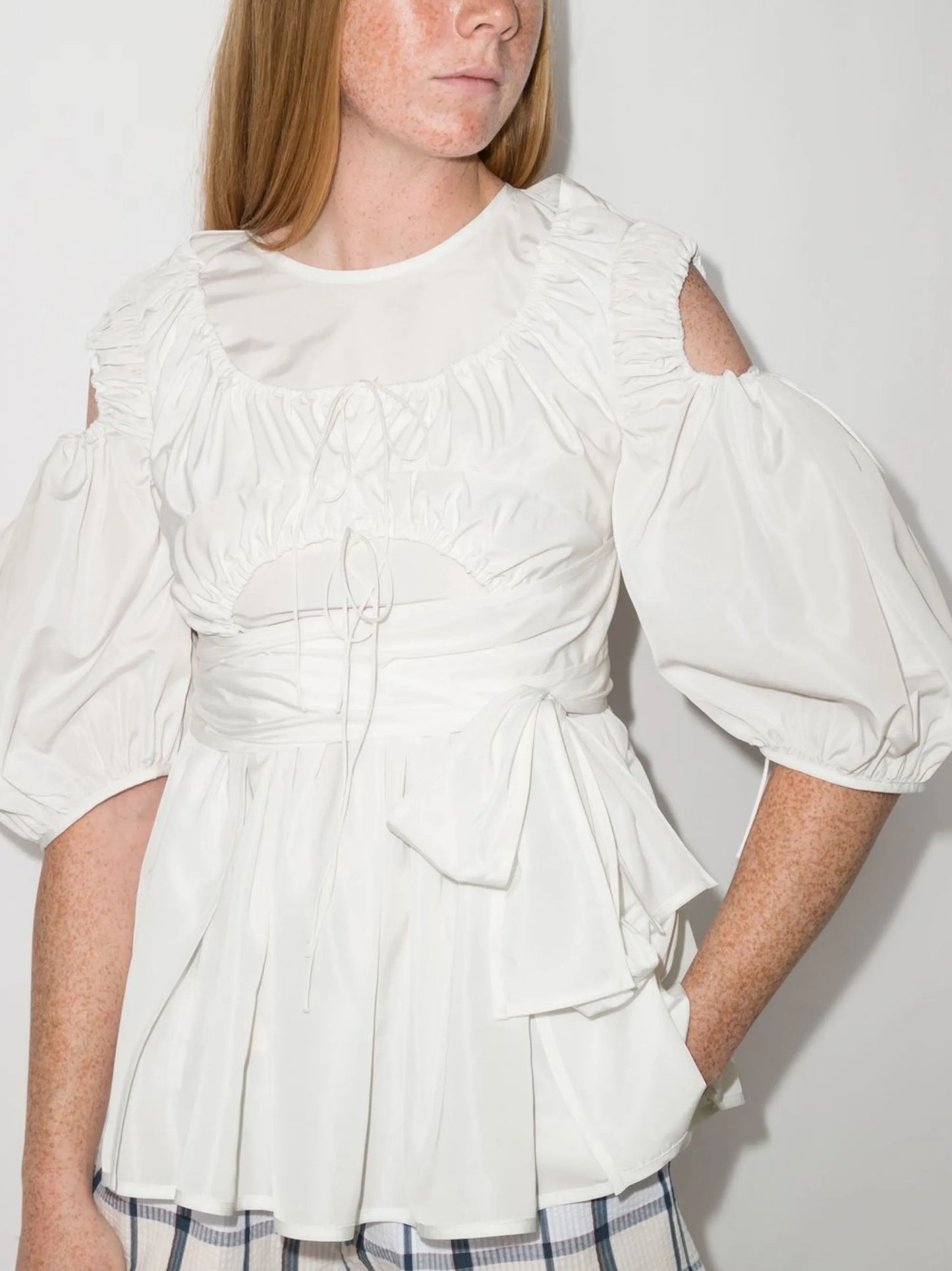 Falka cut-out puff-sleeve blouse