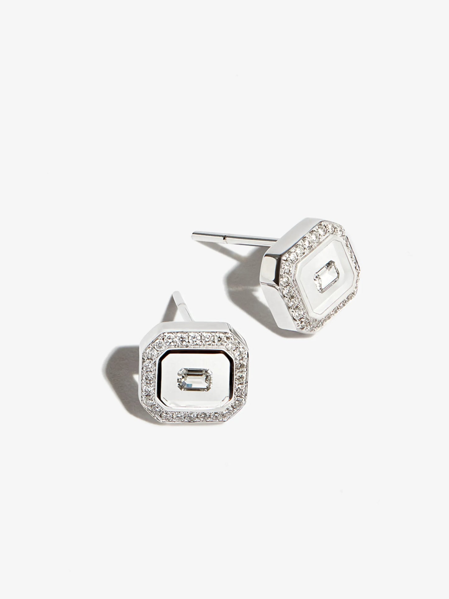 18kt white gold Universe diamond stud earrings