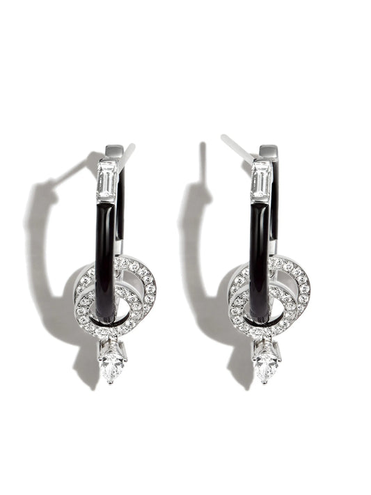 18kt white gold diamond and enamel earrings
