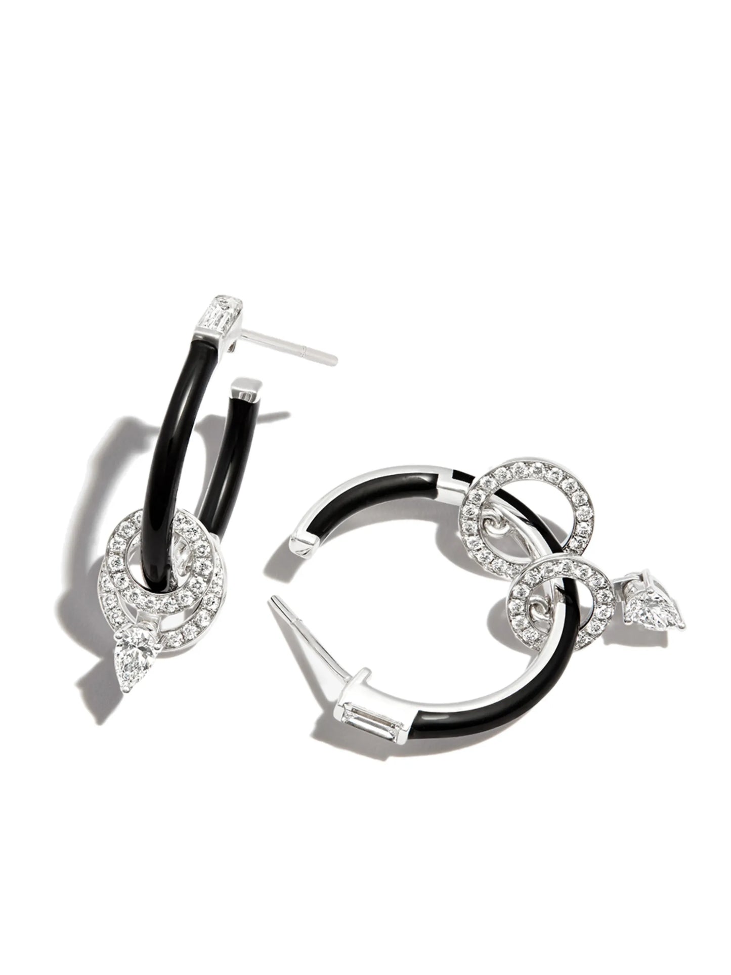 18kt white gold diamond and enamel earrings