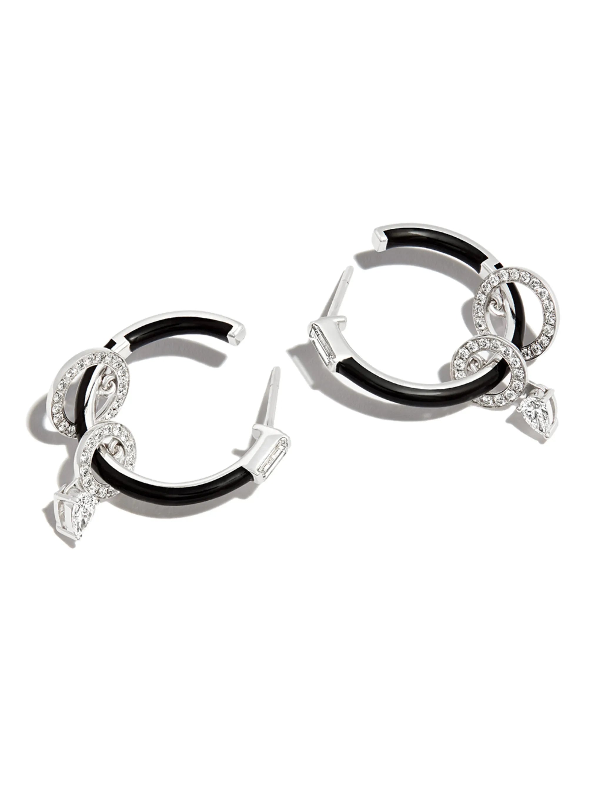 18kt white gold diamond and enamel earrings