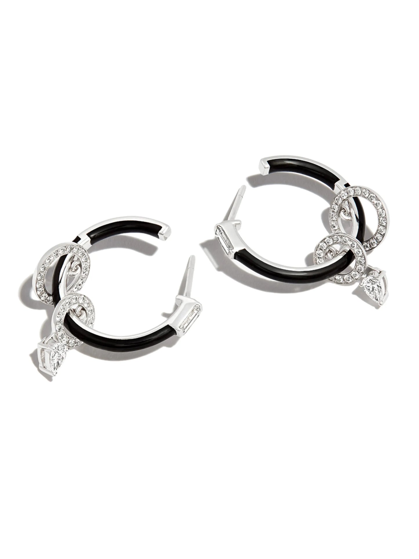 18kt white gold diamond and enamel earrings