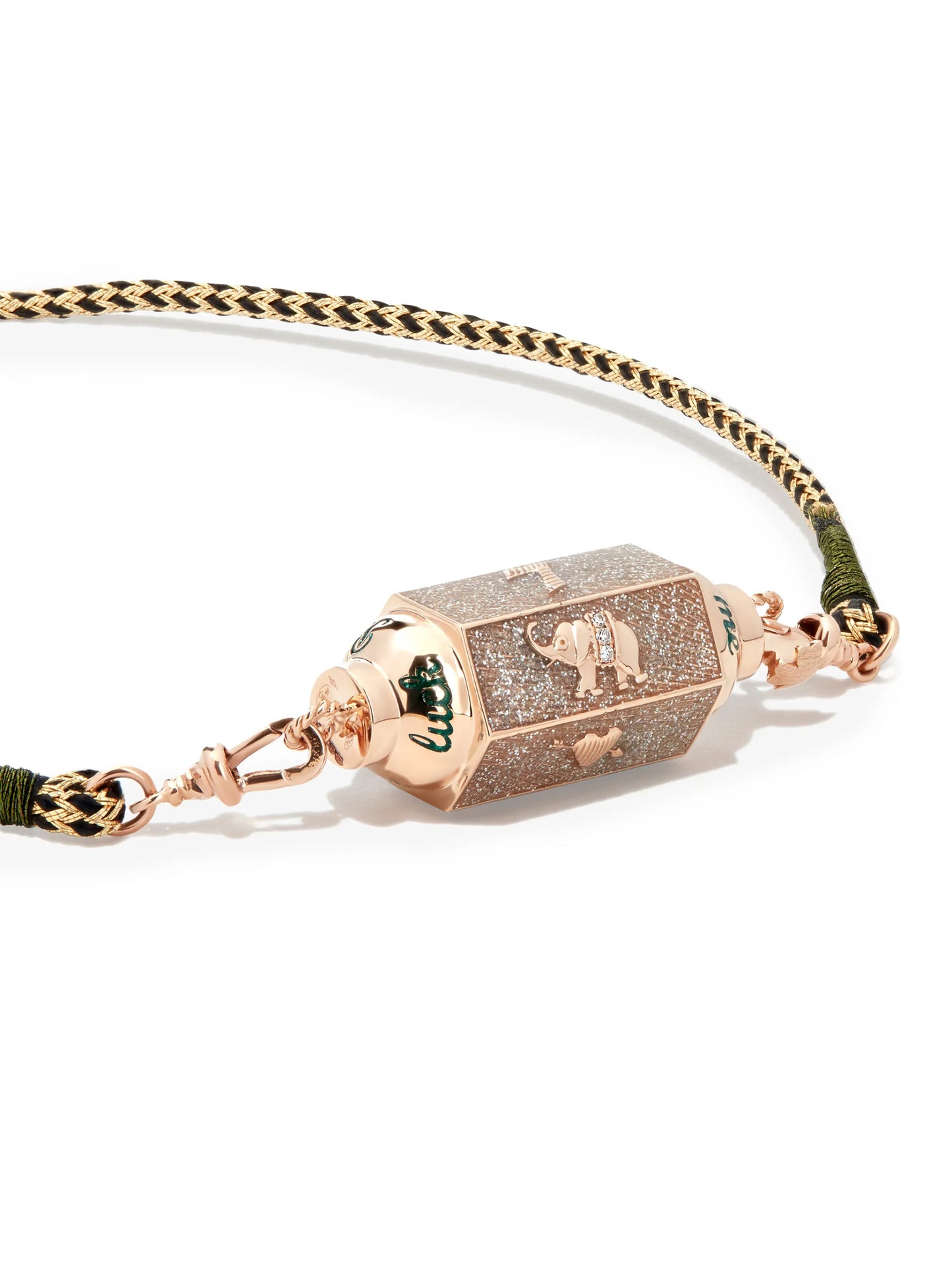 18kt rose gold Lucky diamond and sapphire necklace