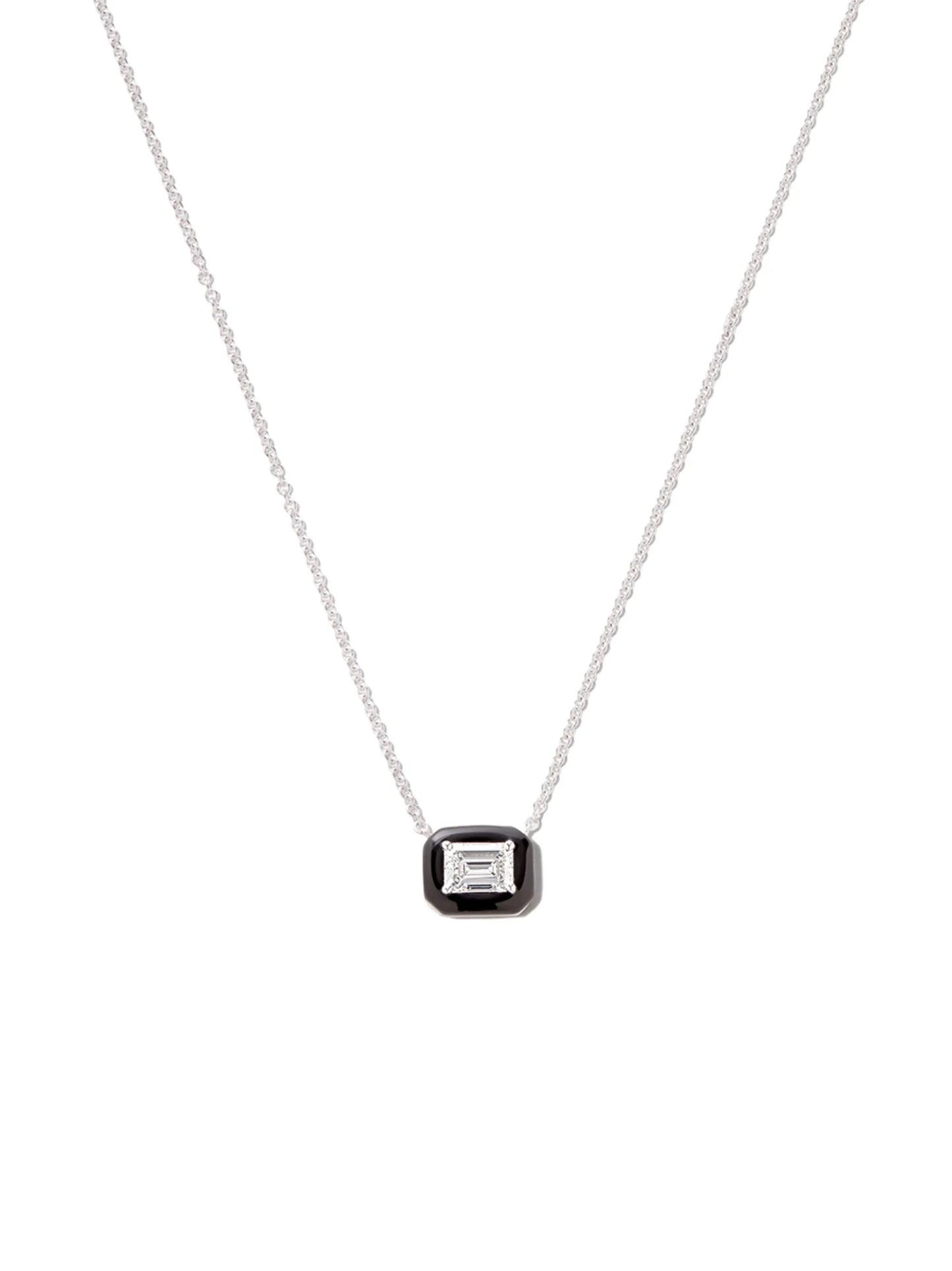 18kt white gold diamond and enamel necklace