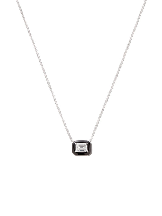 18kt white gold diamond and enamel necklace